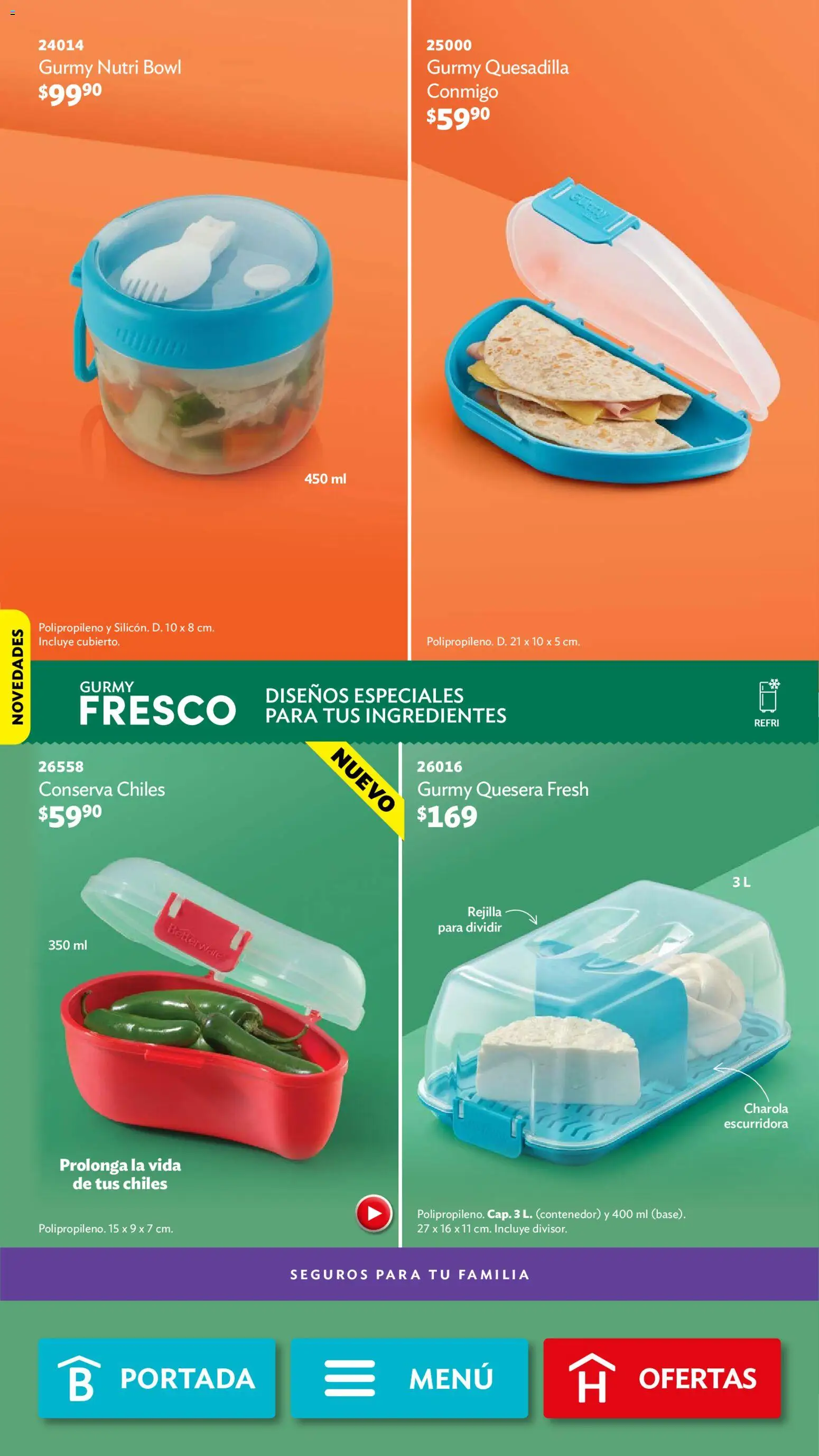 Nuevas ofertas de Betterware válidas en toda la República Mexicana desde el 31/08/2026. ¡Encuentra las mejores ofertas en Betterware campaña 9 2026! | Página: 46 | Productos: Contenedor, Ingredientes, Rejilla, Bowl