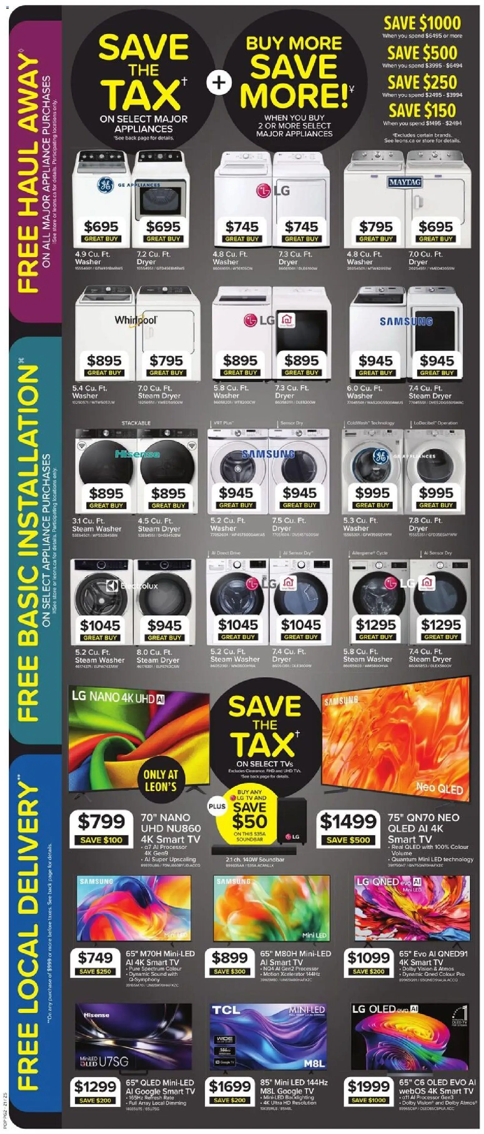 Leon's flyer valid from Sep 10, 2026 | Page: 6 | Products: Tv, Dryer, Soundbar
