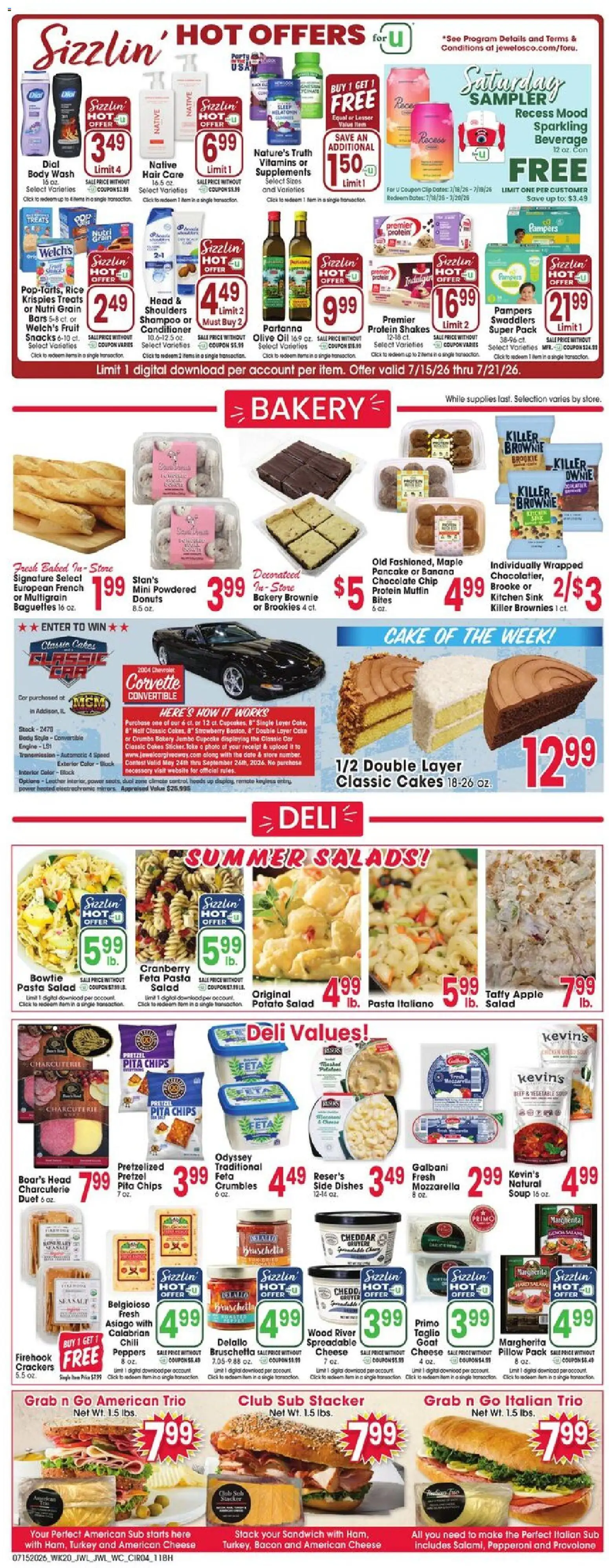 Jewel Osco Weekly Ad - valid from 07/15/2026 | Page: 4 | Products: Bakery, Shampoo, Salad, Chocolate Chip
