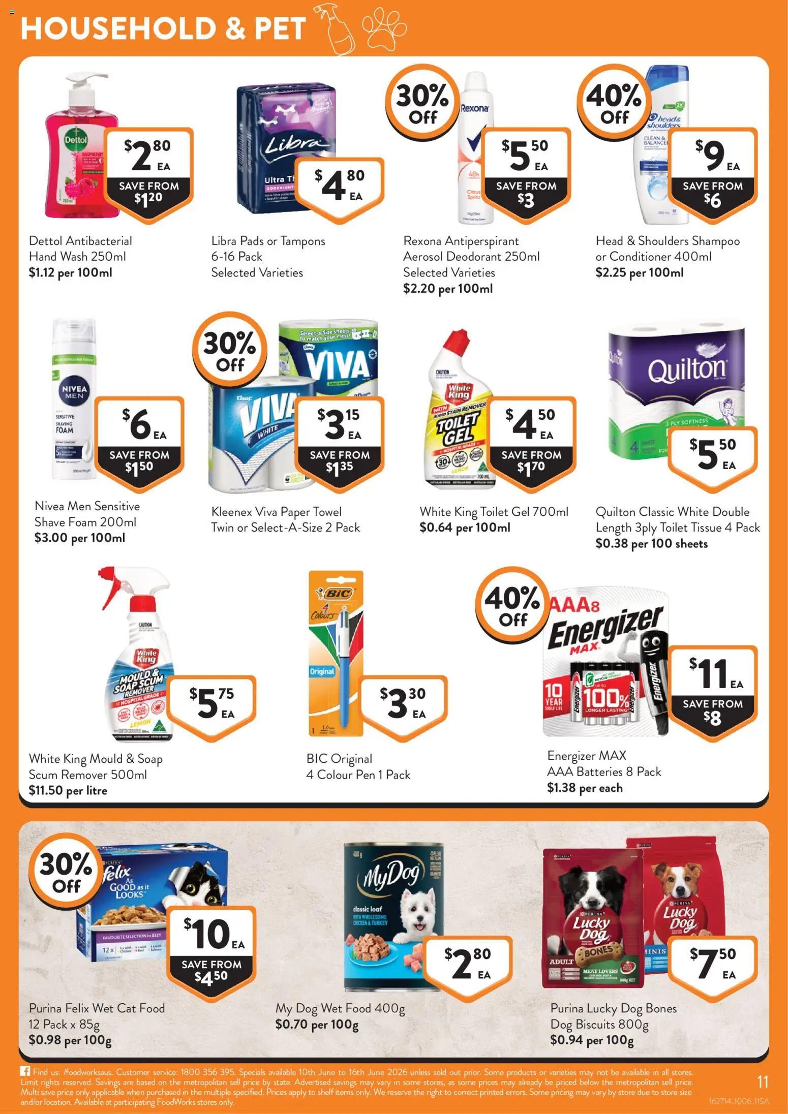 Foodworks catalogue - valid from 03/06/2026 | Page: 11 | Products: Toilet, Household, Antiperspirant, Stain remover