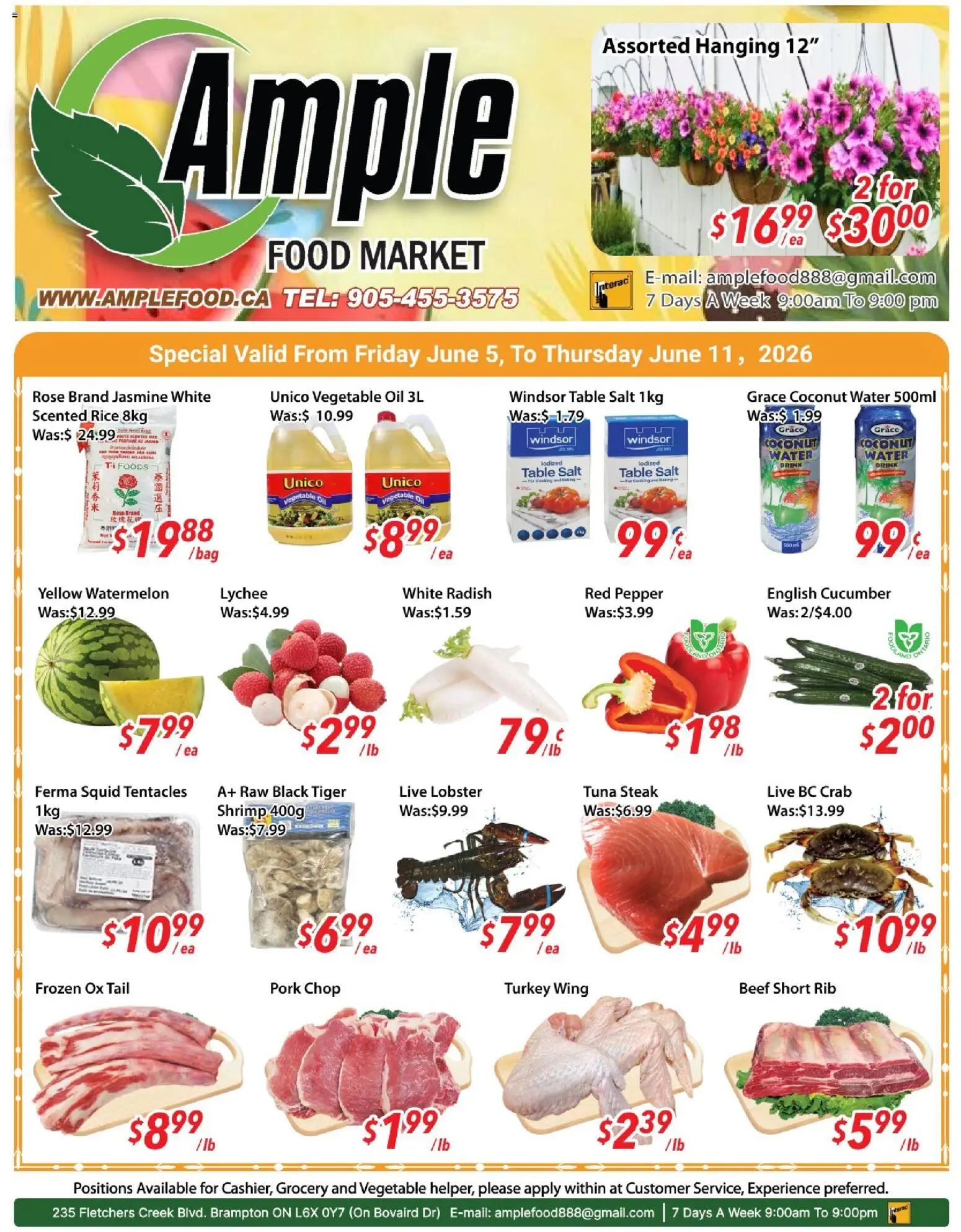 Ample Food Market flyer valid from 05.06.2026 | Page: 1 | Products: Rice, Bag, Table, Oil