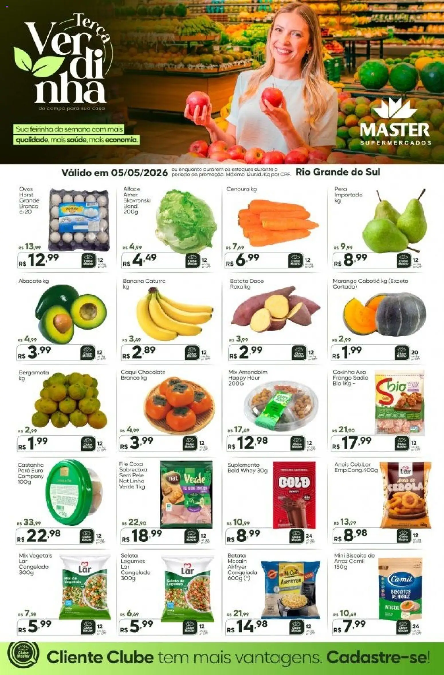 Master Folheto - válido de 05.05.2026 | Página: 1 | Produtos: Pera, Amendoim, Biscoitos, Frango