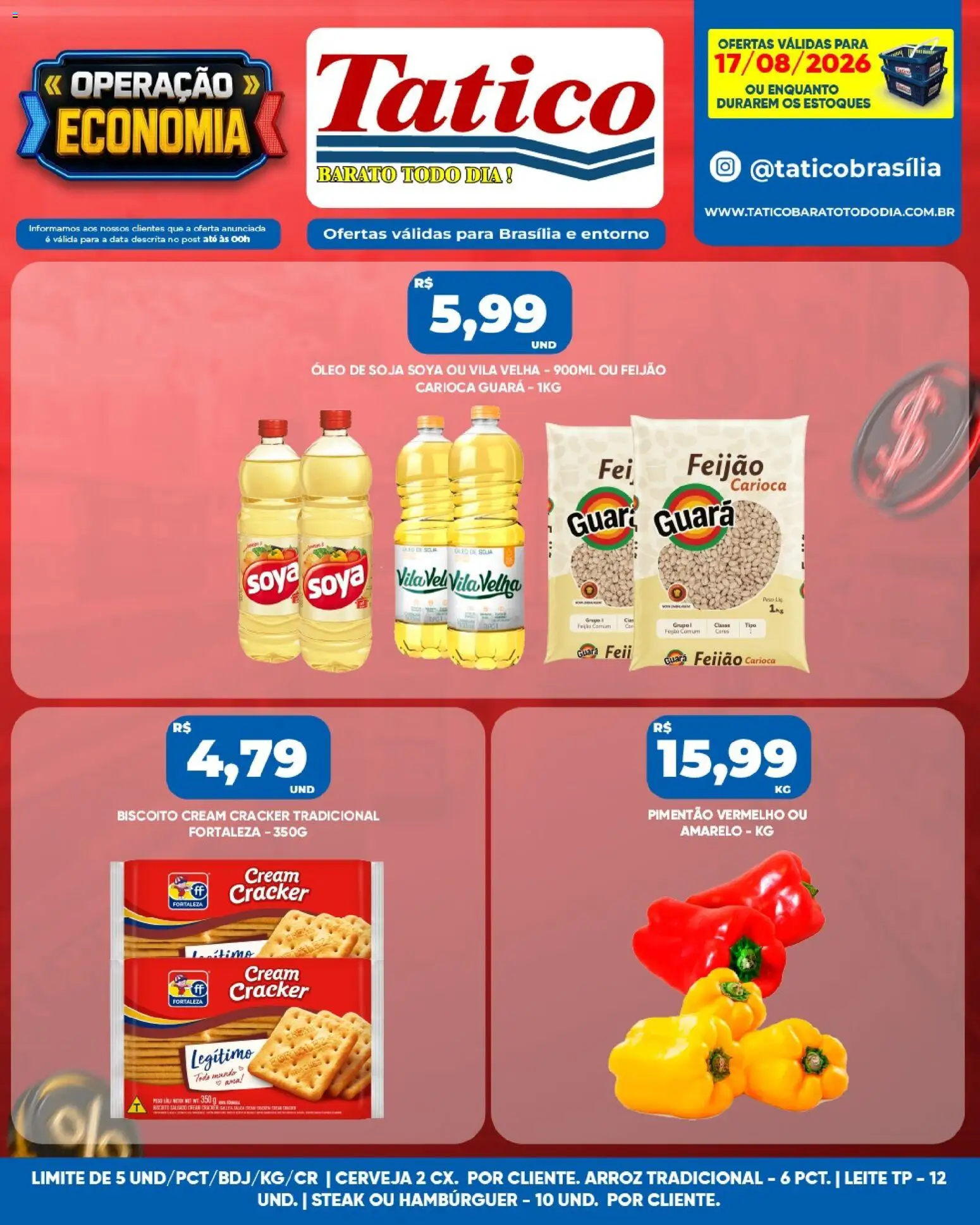 Tatico Folheto - válido de 17/08/2026 | Página: 4 | Produtos: Feijão, Leite, Arroz, Cream cracker