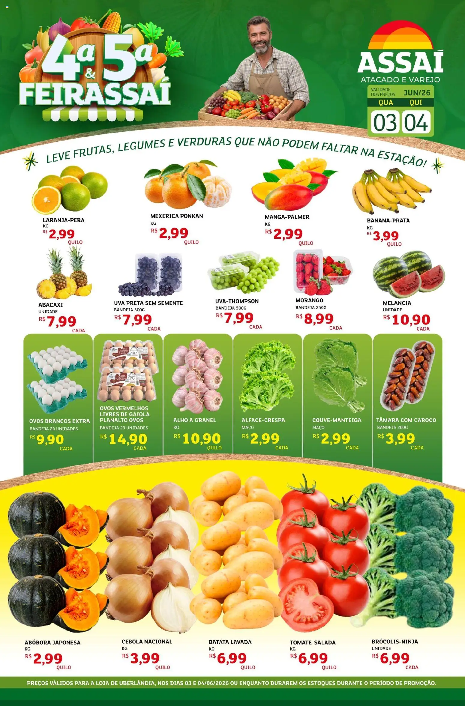 Assaí Atacadista Folheto - válido de 03.06.2026 | Página: 1 | Produtos: Melancia, Mexerica, Abóbora, Ovos