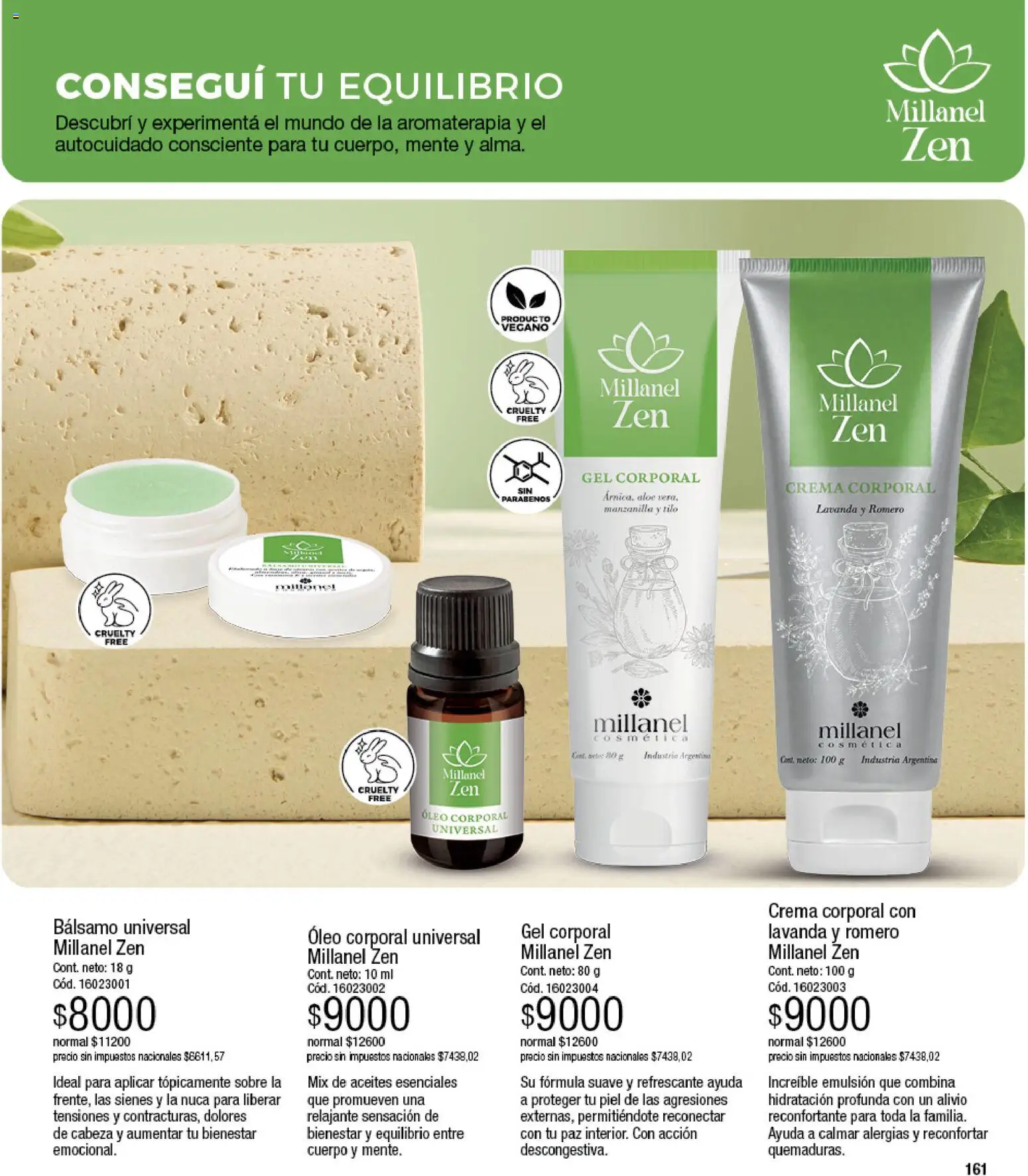 Millanel - Catálogo │ válido desde el 17/08/2026 | Página: 161 | Productos: Sobre, Gel corporal, Emulsión, Bálsamo