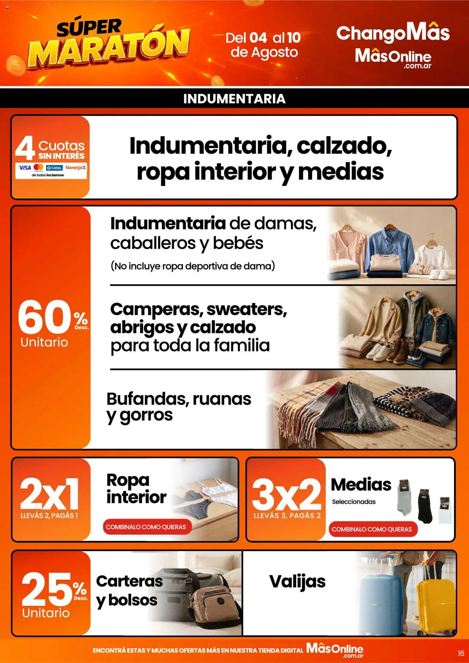 Changomas ofertas │ válido desde el 04/08/2026 | Página: 16 | Productos: Ropa, Ropa interior, Medias