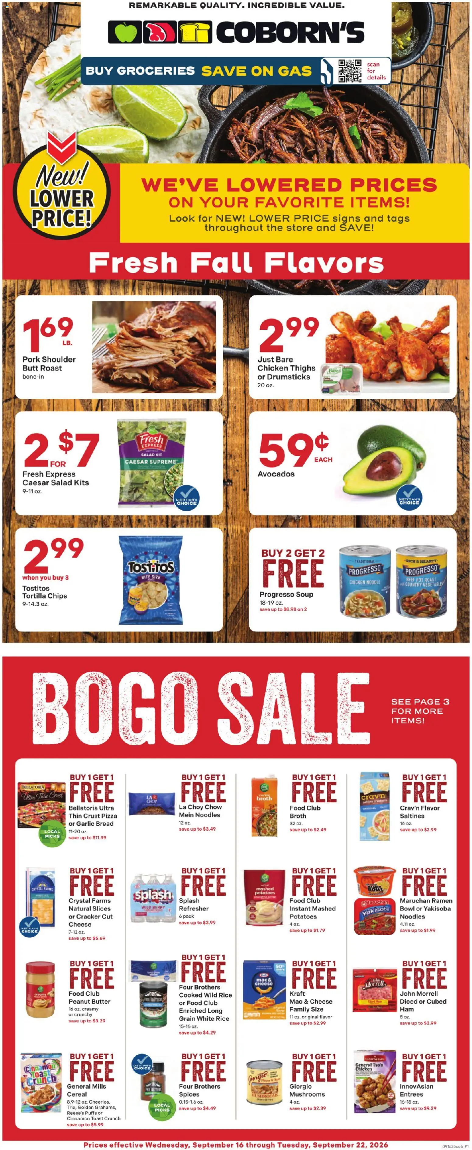 Coborn's Weekly Ad - valid from 09/16/2026 | Page: 1 | Products: Noodles, Spices, Vegetables, Cereal