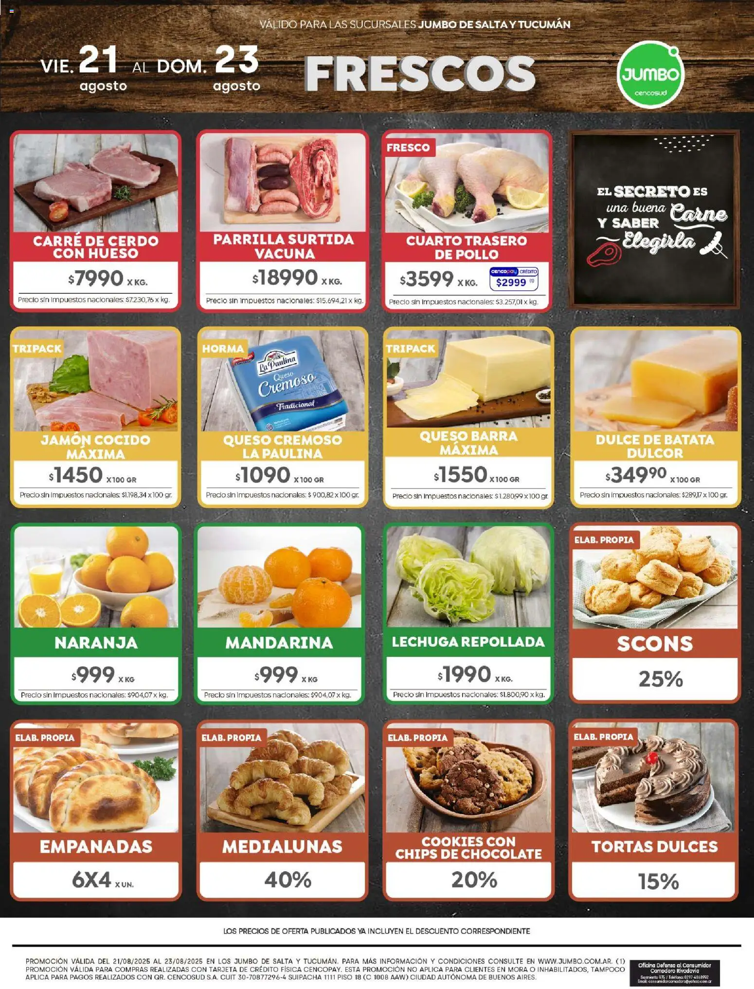 Jumbo - Ofertas | Salta & Tucumán │ válido desde el 20/08/2026 | Página: 8 | Productos: Teléfono, Jamón cocido, Tortas, Dulces