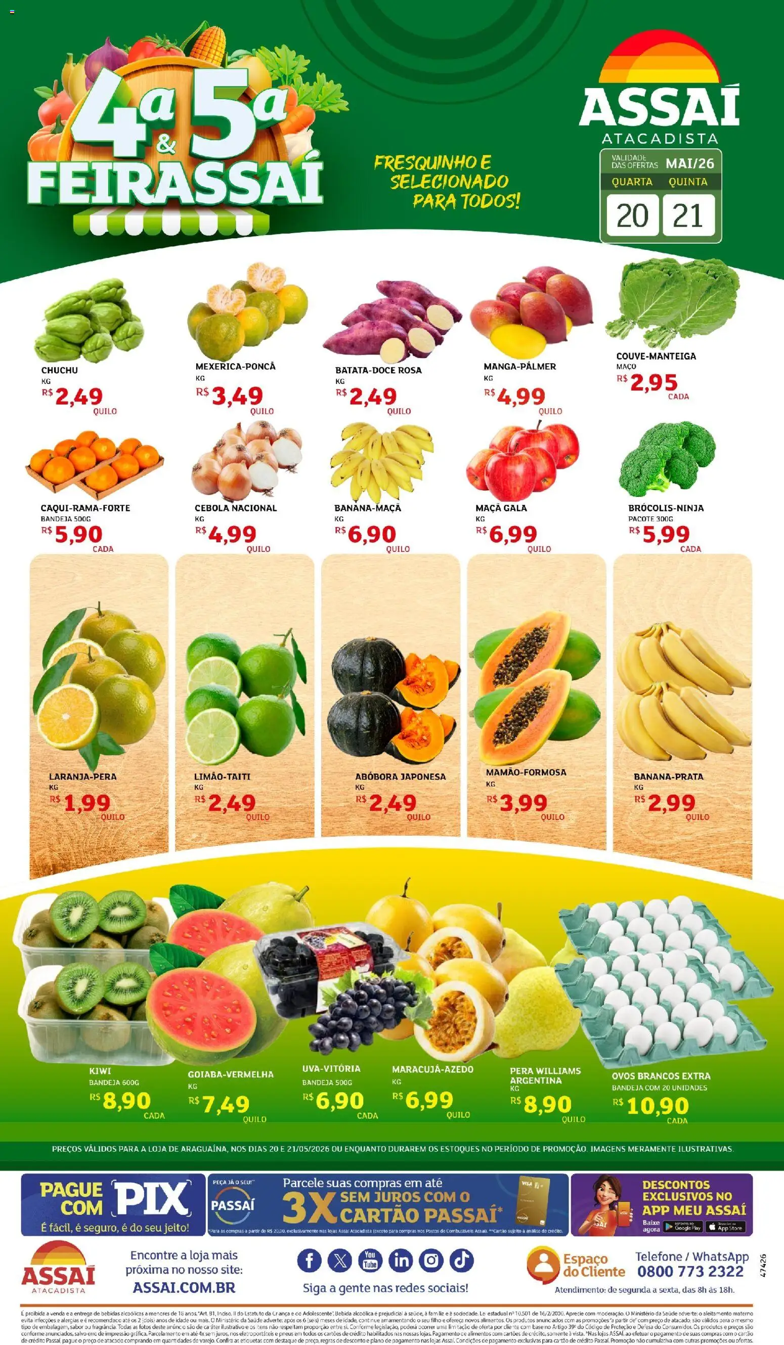 Assaí Atacadista Folheto - válido de 20.05.2026 | Página: 1 | Produtos: Abóbora, Pneus, Base, Bebida