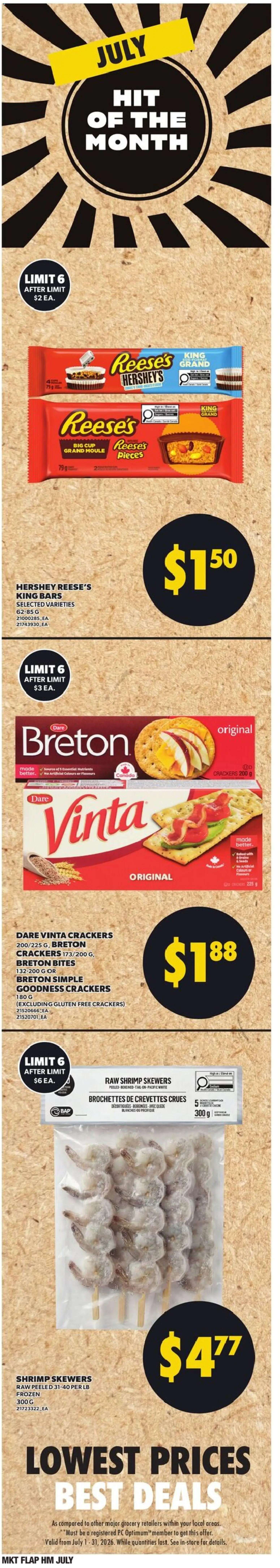 Loblaws flyer valid from Jul 16, 2026 | Page: 5 | Products: PC, Crackers, Shrimp, Grains