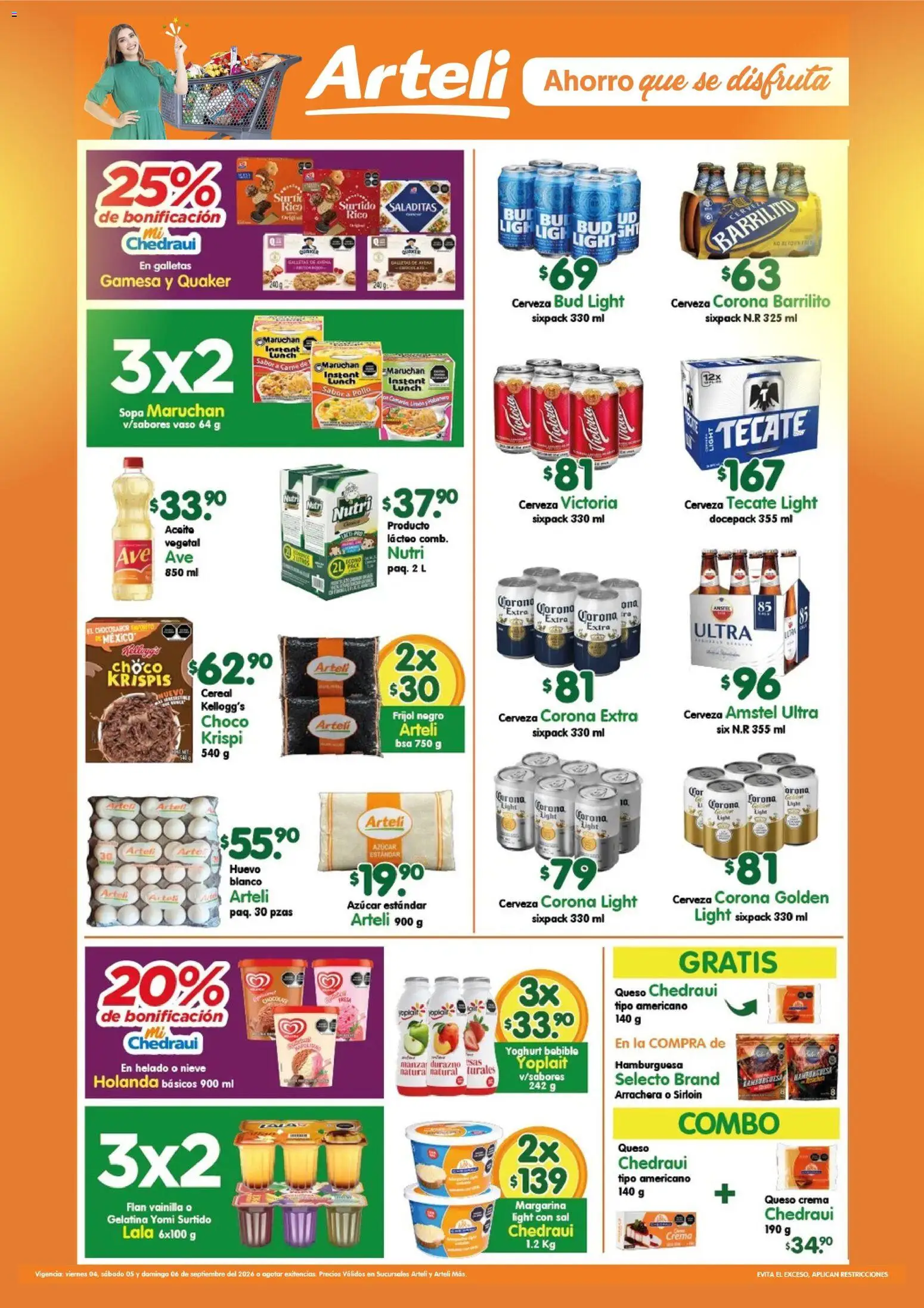 Nuevas ofertas de Arteli válidas en toda la República Mexicana desde el 04/09/2026. ¡Encuentra las mejores ofertas en Arteli folleto! | Página: 1 | Productos: Azúcar, Durazno, Crema, Corona Extra