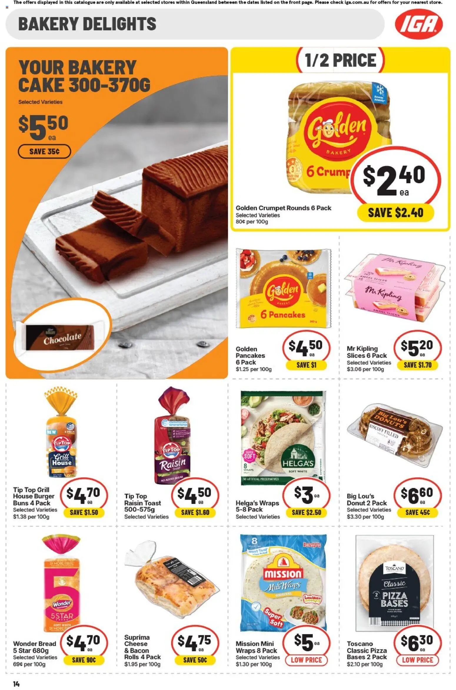 IGA catalogue - valid from 12/08/2026 | Page: 14 | Products: Chocolate, Cake, Donut, Bakery