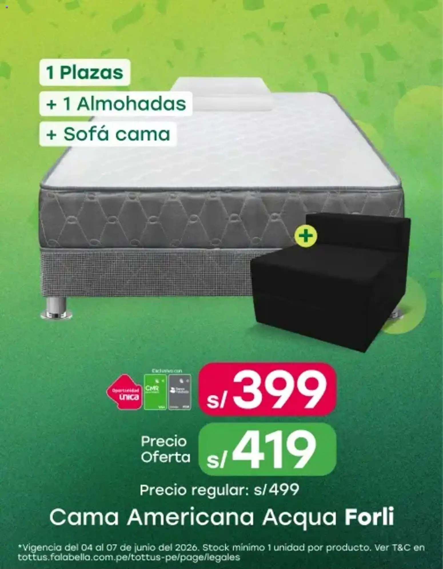 Catálogo Tottus válido desde 04.06.2026 | Página: 4 | Productos: Cama, Sofá