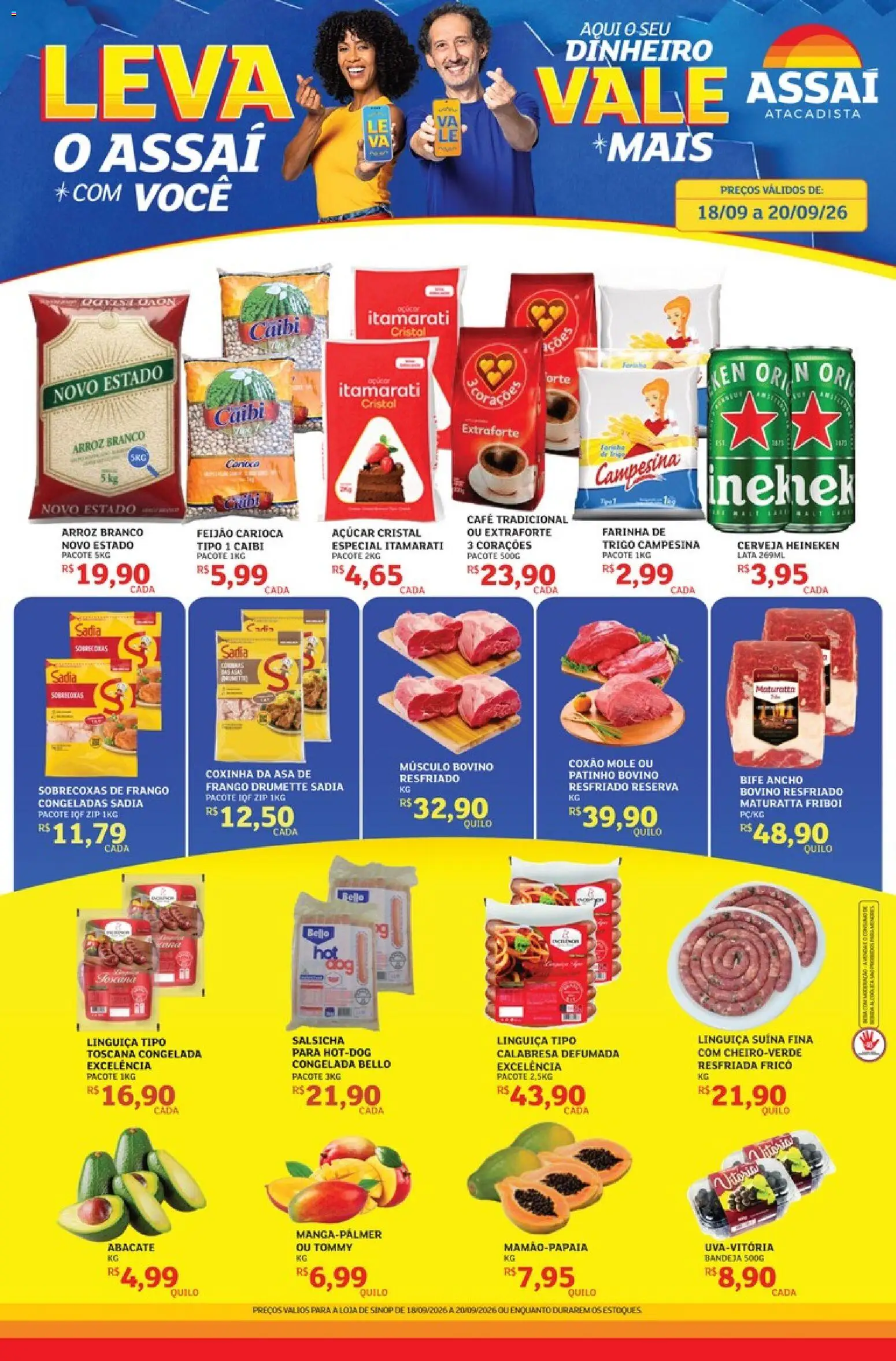 Assaí Atacadista Folheto - válido de 18/09/2026 | Página: 1 | Produtos: Farinha, Bife ancho, Abacate, Açúcar cristal