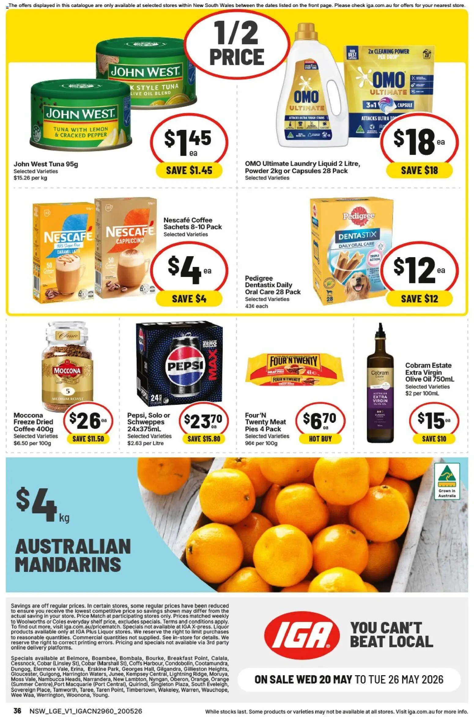 IGA catalogue - valid from 20.05.2026 | Page: 2 | Products: Coffee, Pepsi, Pies, Moccona