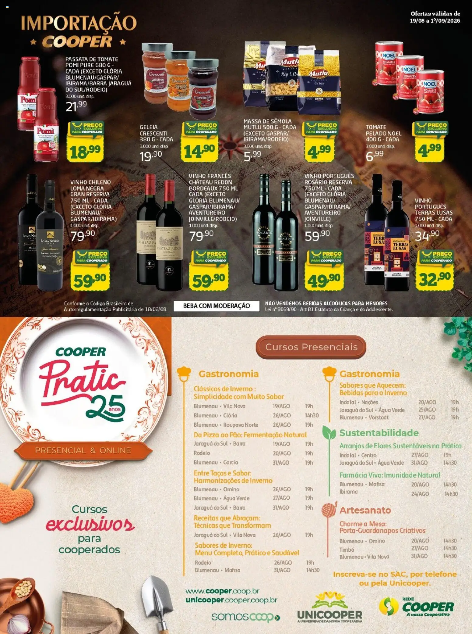 Cooper Folheto - válido de 19/08/2026 | Página: 12 | Produtos: Taças, Bebidas, Tomates, Telefone