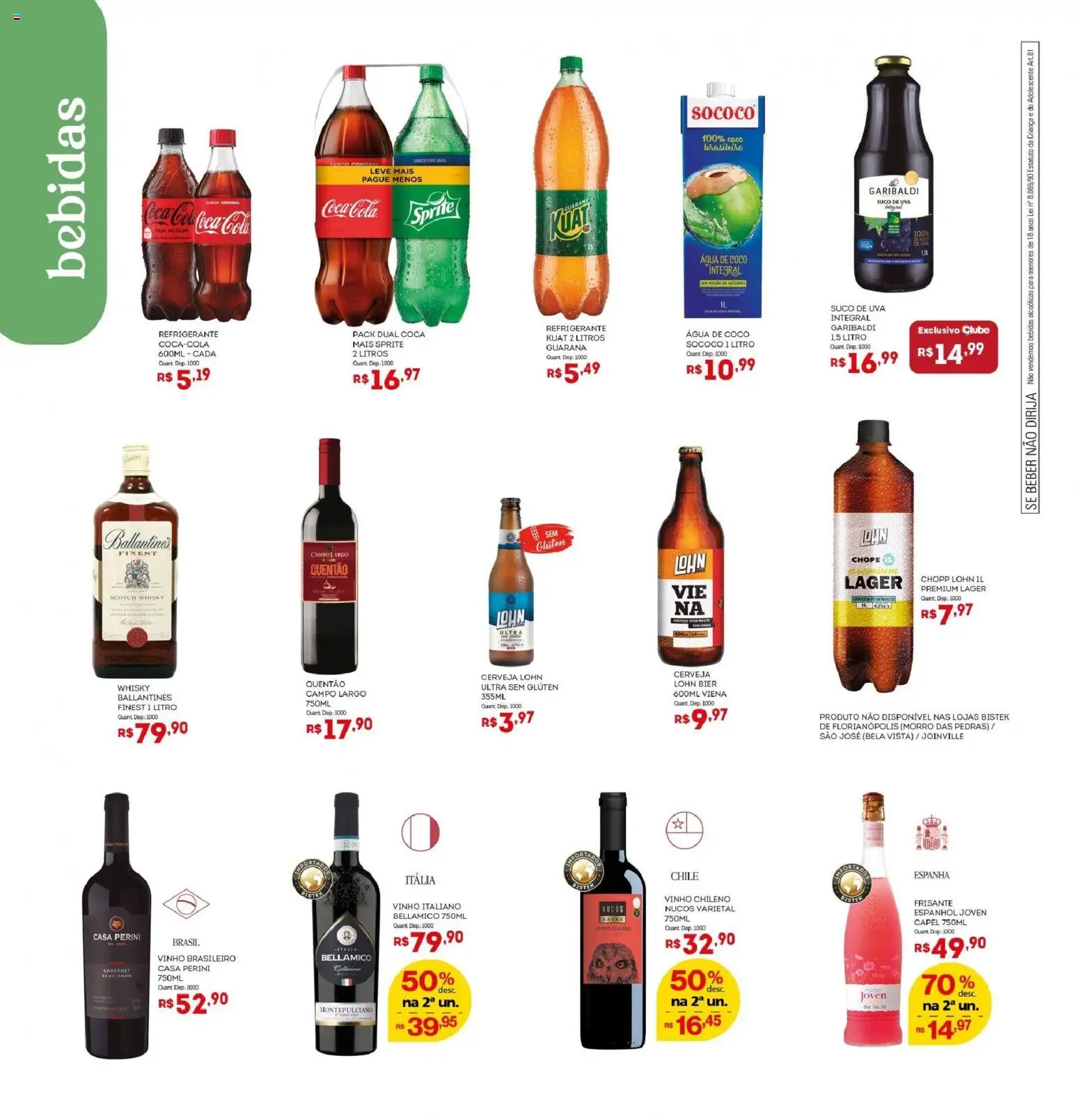 Bistek Supermercados Folheto - válido de 01/07/2026 | Página: 6 | Produtos: Guaraná, Quentão Campo Largo, Suco, Vinho