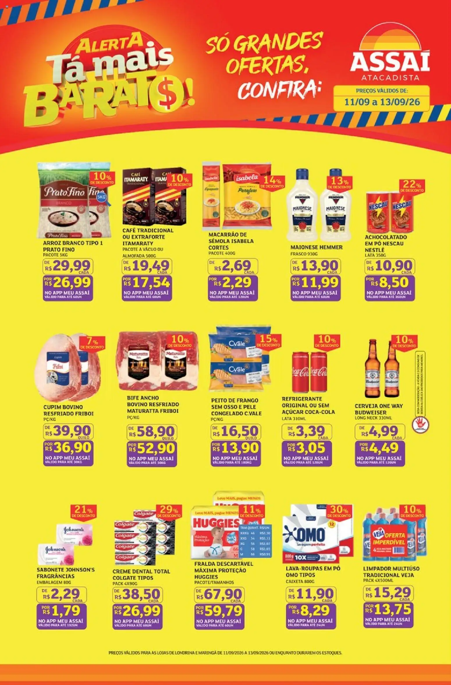 Assaí Atacadista Folheto - válido de 11/09/2026 | Página: 1 | Produtos: Limpador multiuso, Cerveja, Macarrão, Açúcar