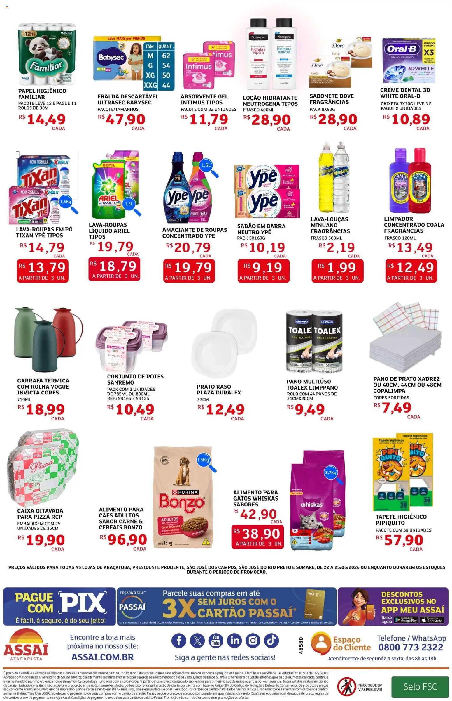 Assaí Atacadista Folheto - válido de 22/06/2026 | Página: 4 | Produtos: Pneus, Pano de prato, Cereais, Sabonete