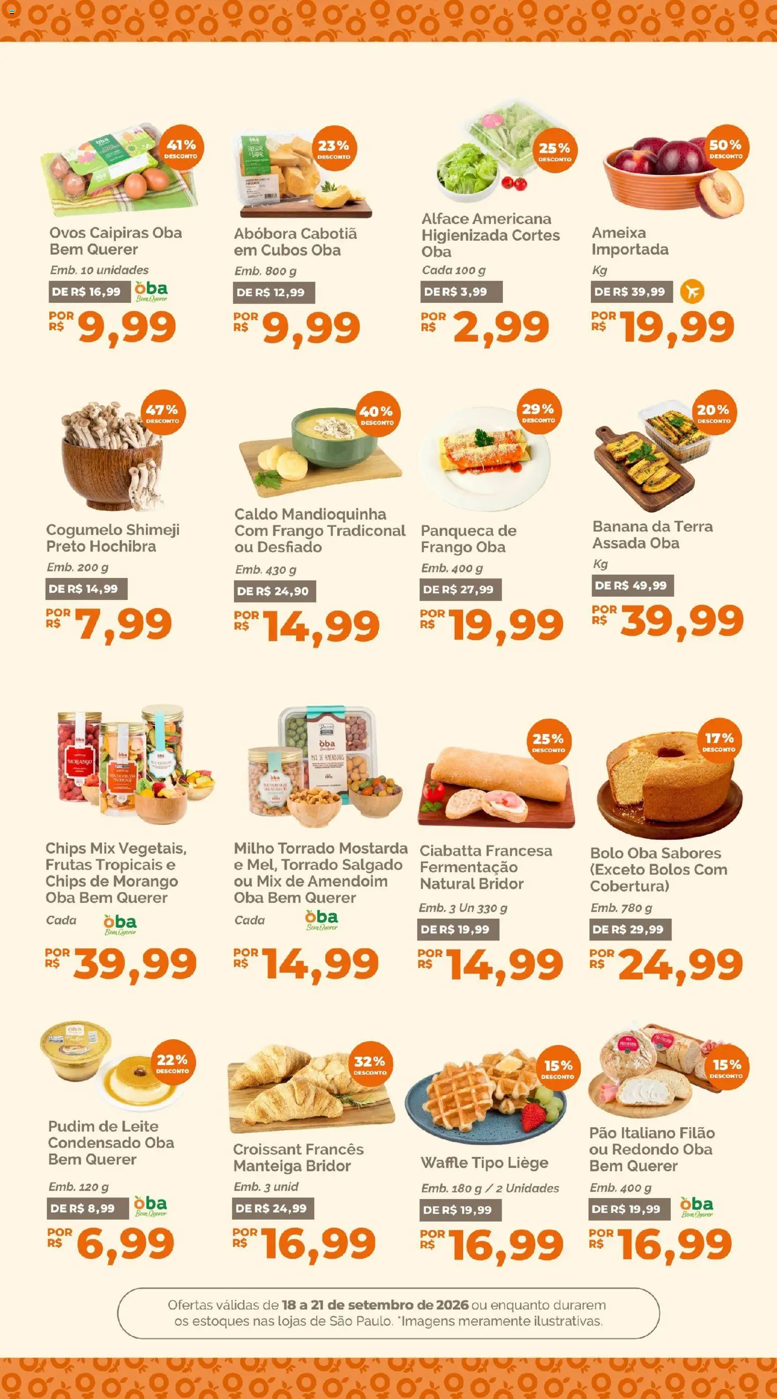 Oba Hortifruti Folheto - válido de 18/09/2026 | Página: 6 | Produtos: Amendoim, Alface americana, Bolo, Frutas tropicais
