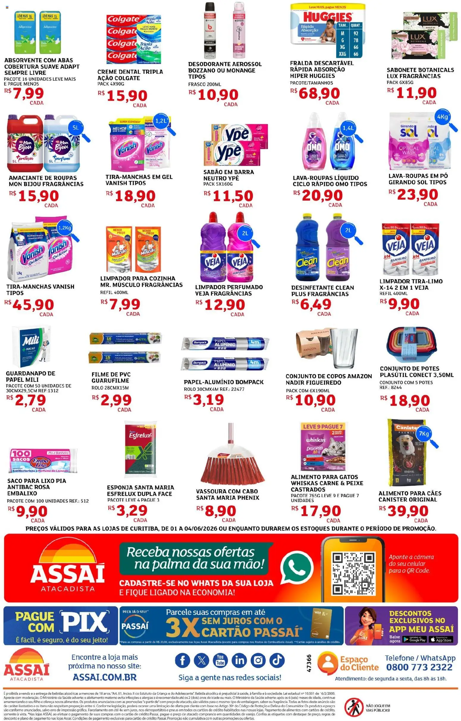 Assaí Atacadista Folheto - válido de 01.06.2026 | Página: 4 | Produtos: Rolo, Copos, Sempre Livre, Absorvente