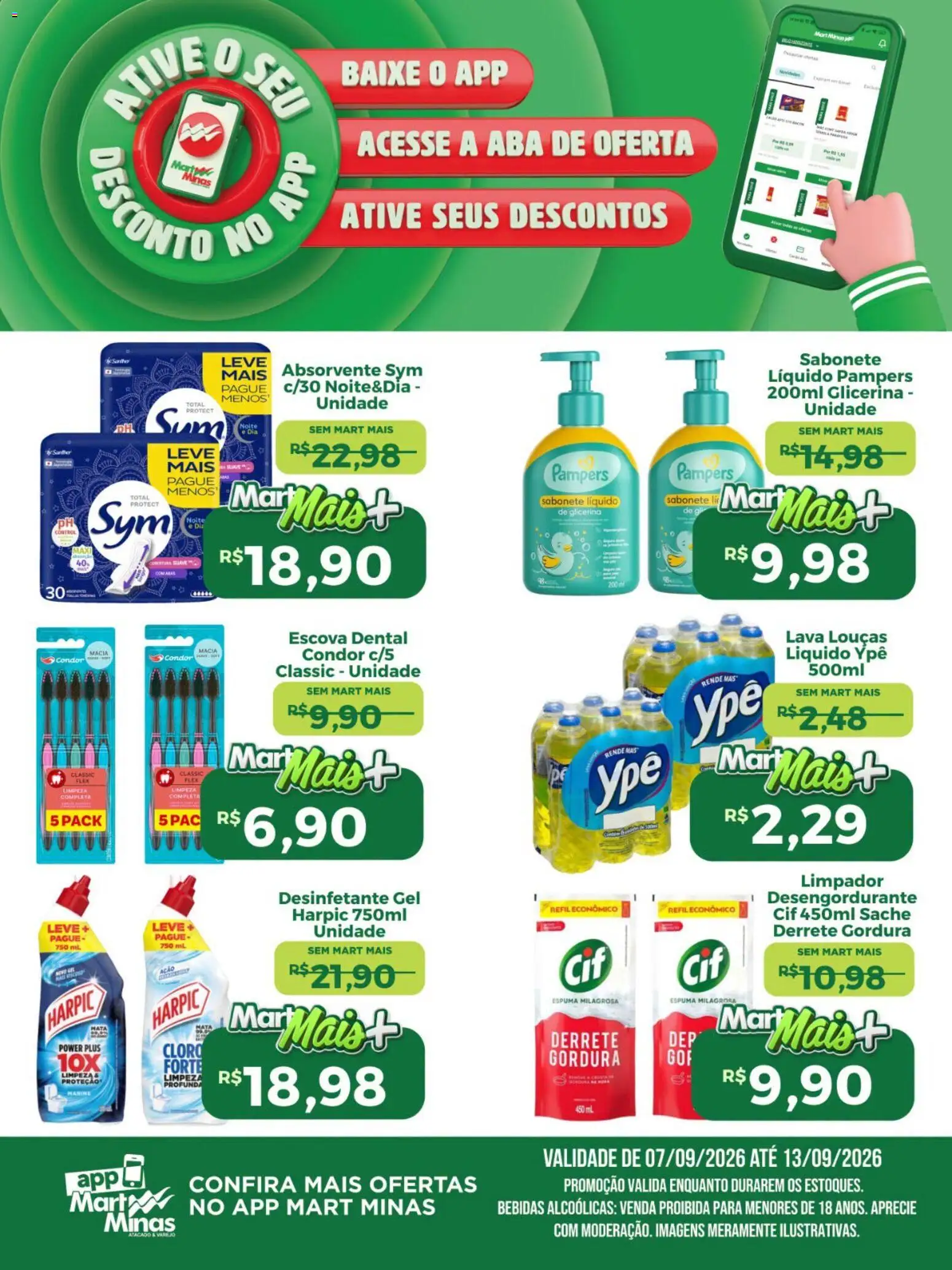 Mart Minas Folheto - válido de 07/09/2026 | Página: 6 | Produtos: Escova, Bebidas, Sabonete, Sabonete líquido