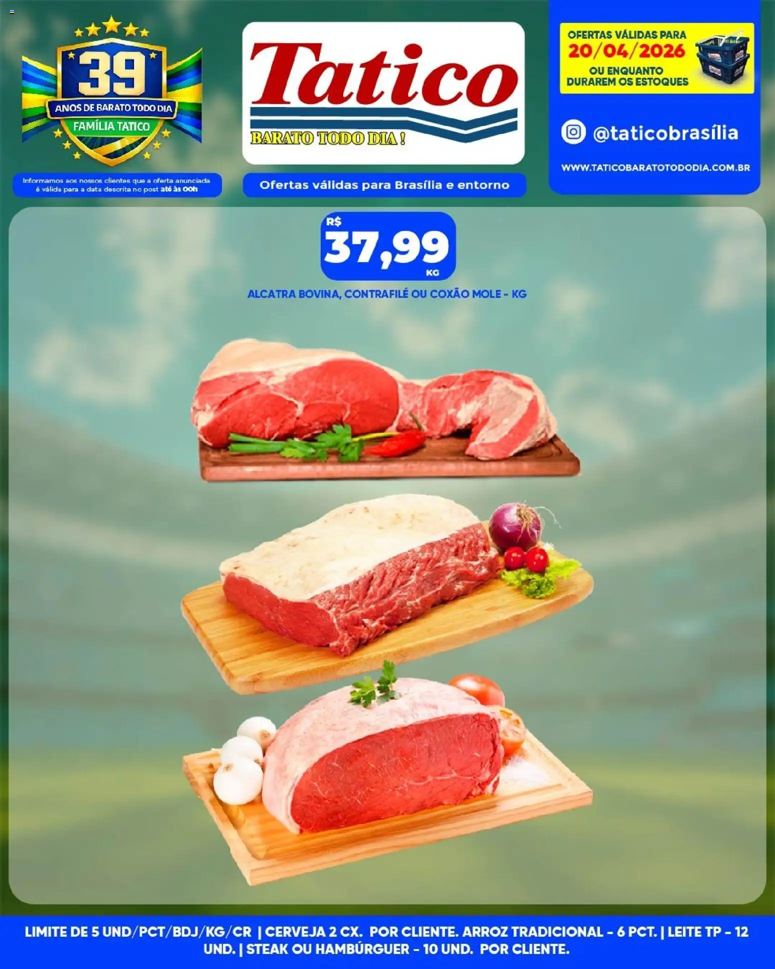 Tatico Folheto - válido de 21.04.2026 | Página: 34 | Produtos: Alcatra, Leite, Cerveja, Arroz
