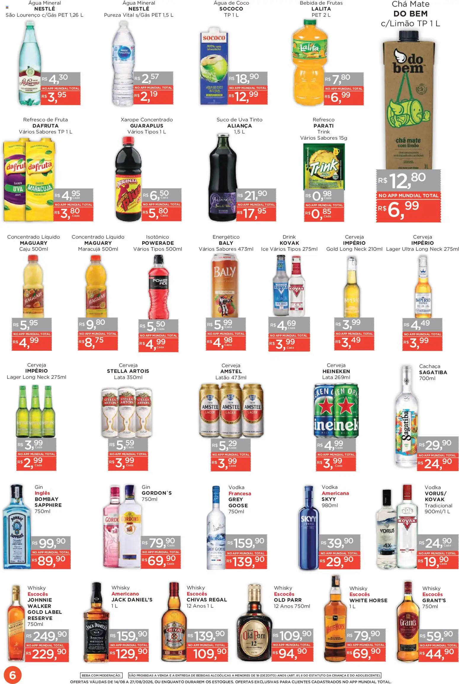 Mundial Folheto - válido de 14/08/2026 | Página: 6 | Produtos: Caju, Coco, Chá mate, Isotônico