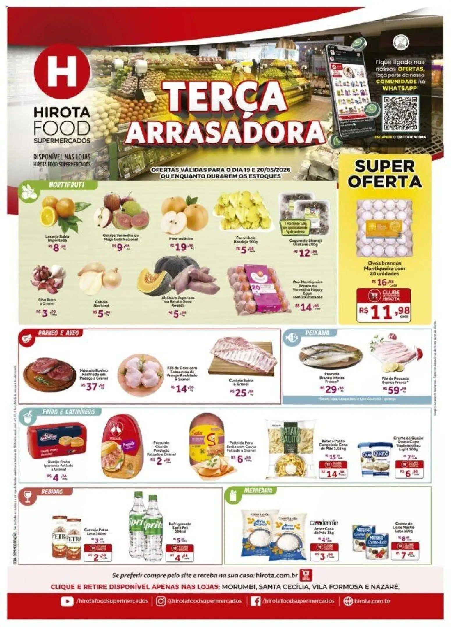 Hirota Food Folheto - válido de 19.05.2026 | Página: 1 | Produtos: Leite, Cerveja, Creme, Bandeja