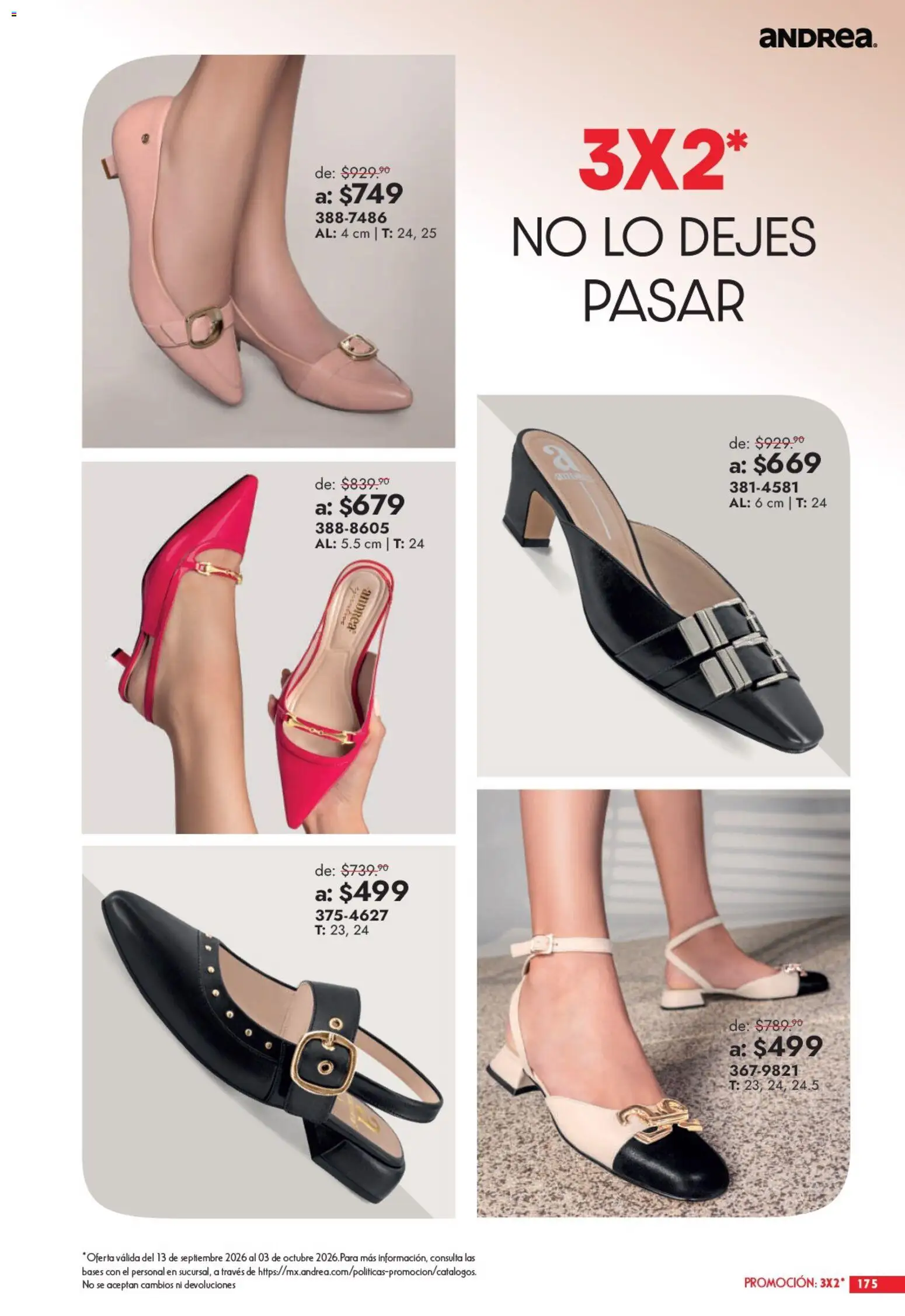 Nuevas ofertas de Andrea válidas en toda la República Mexicana desde el 13/09/2026. ¡Encuentra las mejores ofertas en Andrea catálogo Outlet! | Página: 175