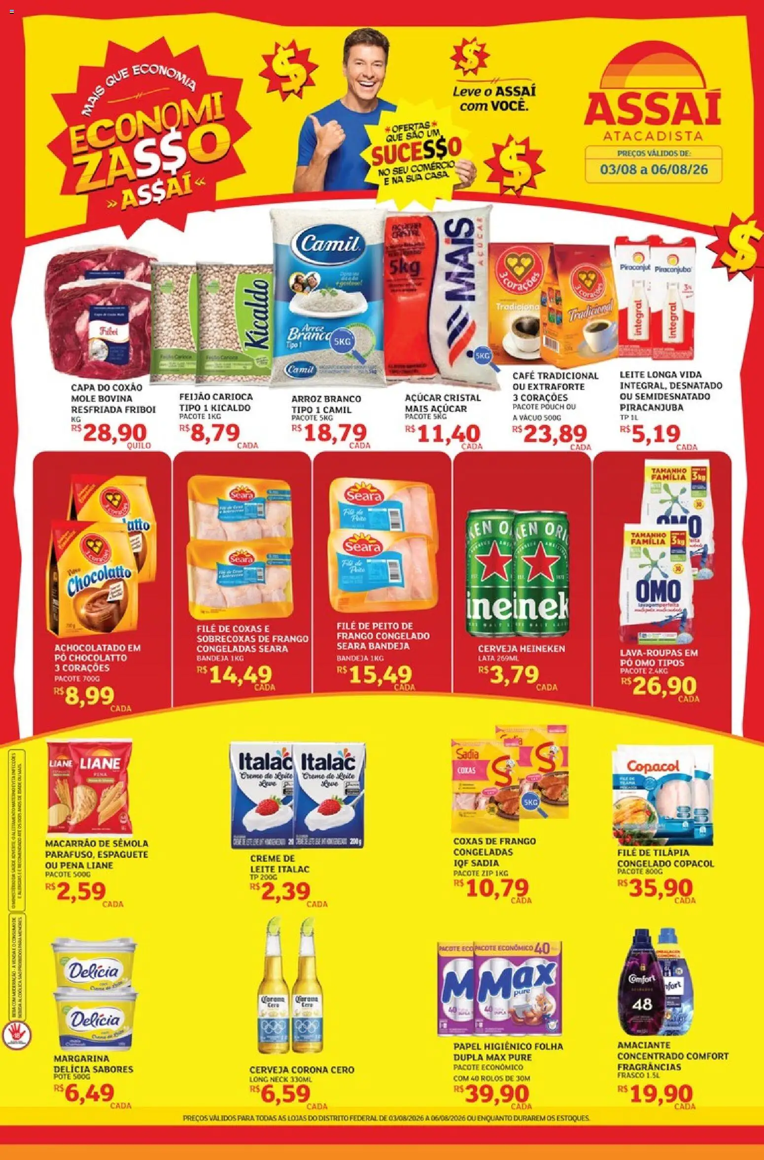 Assaí Atacadista Folheto - válido de 03/08/2026 | Página: 1 | Produtos: Café, Arroz, Frango, Papel higiênico