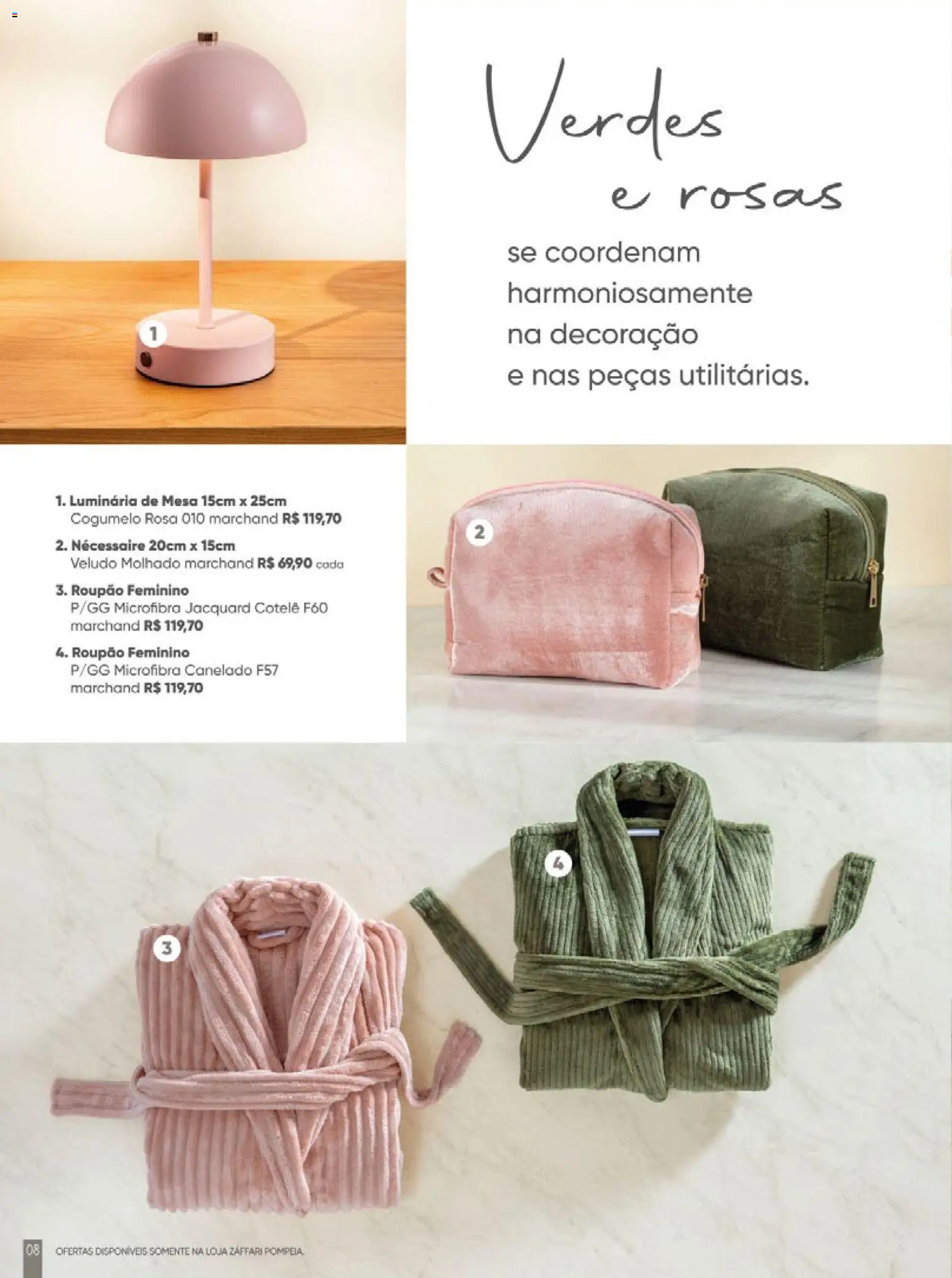Zaffari Folheto - válido de 06/05/2026 | Página: 8 | Produtos: Cogumelo, Mesa, Luminária, Roupão