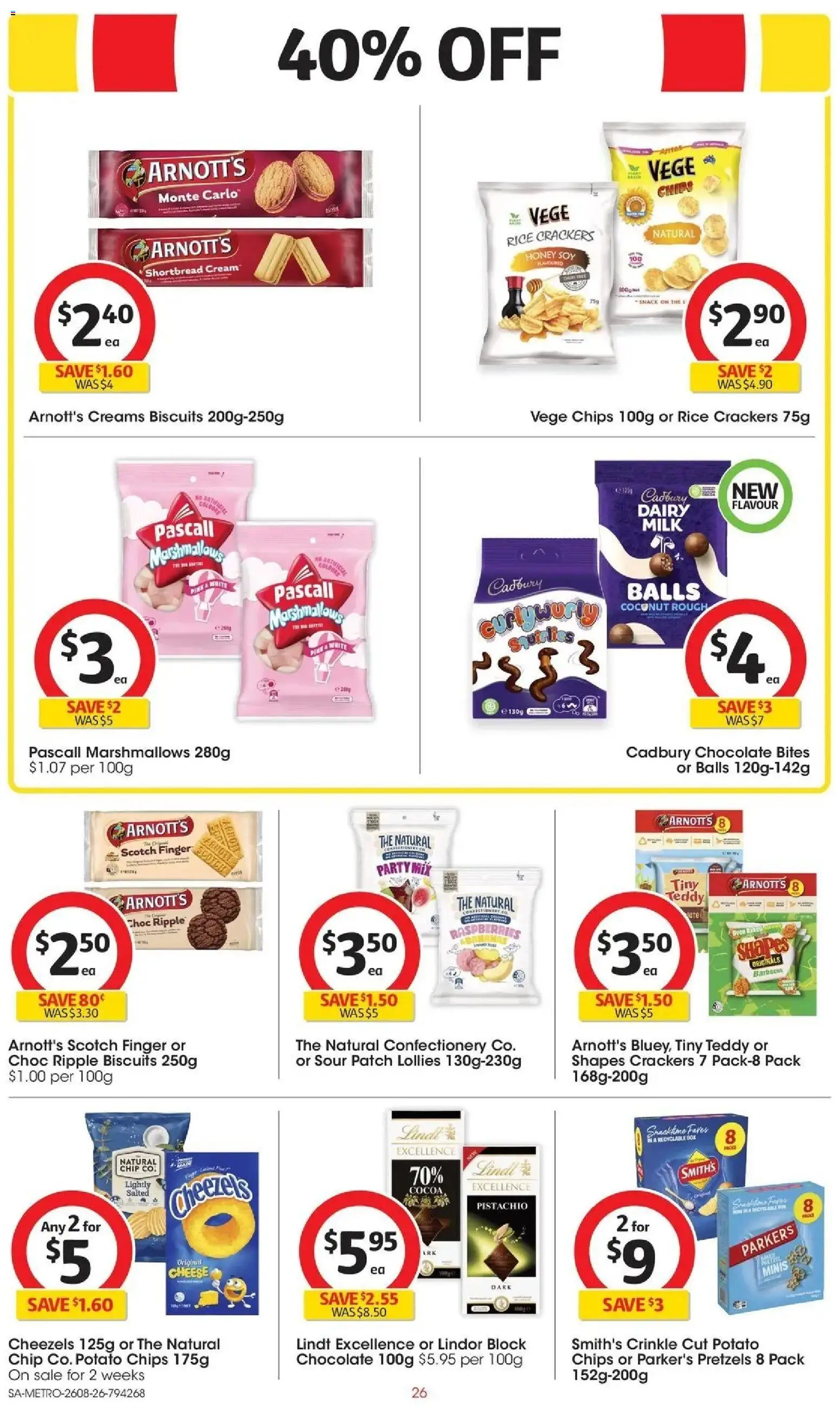 ﻿Coles catalogue valid from 26/08/2026 > Online Australia | Page: 26 | Products: Crackers, Milk, Bananas, Chips