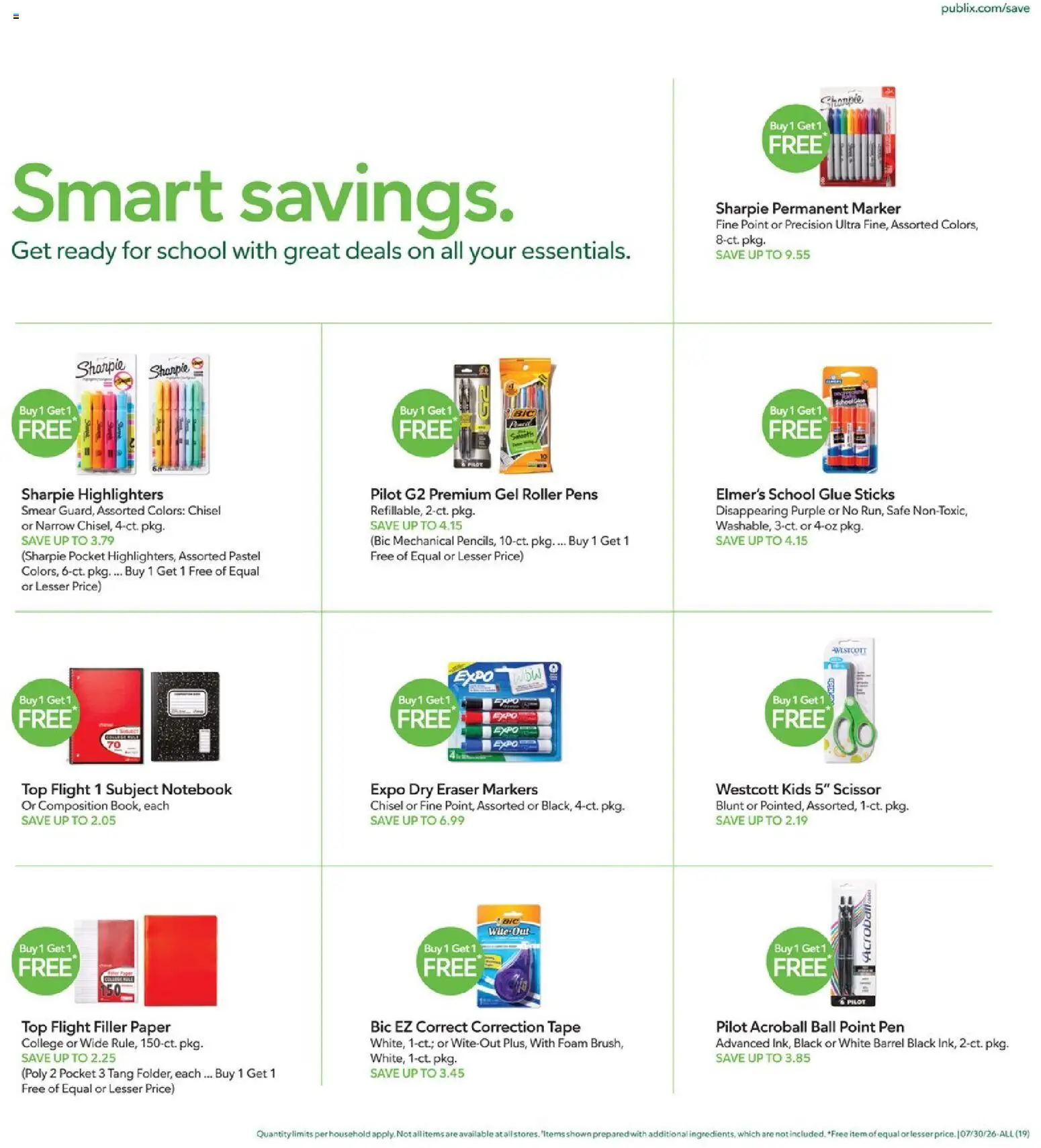 Publix Weekly Ad - valid from 07/29/2026 | Page: 19 | Products: Safe, Eraser, Pen, Notebook