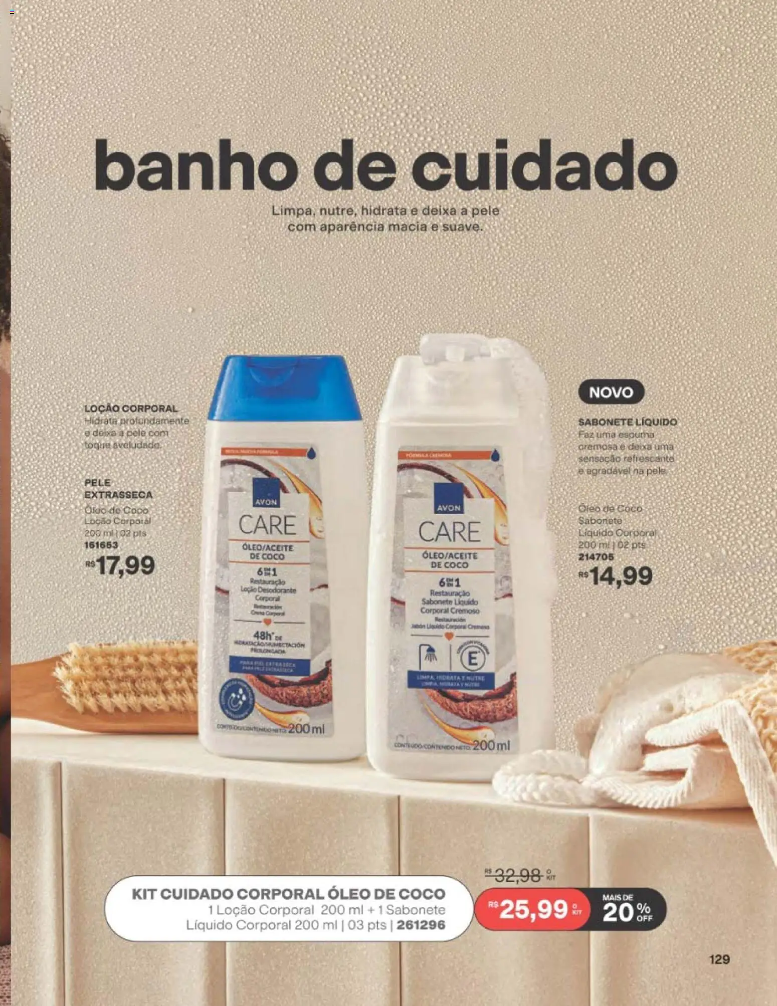Avon Folheto - válido de 29/06/2026 | Página: 129 | Produtos: Coco, Óleo, Sabonete, Sabonete líquido