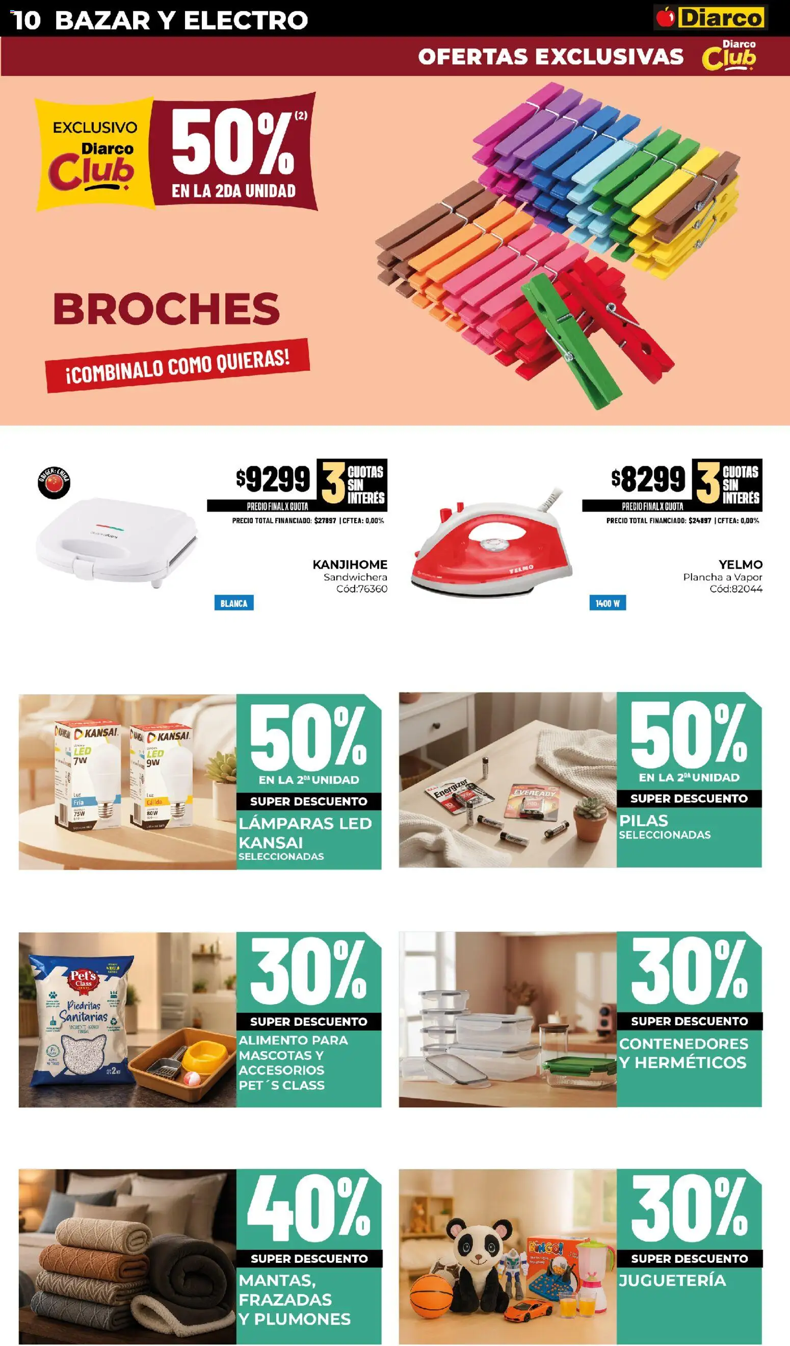 Diarco - Ofertas Pueblo Sur │ válido desde el 10/08/2026 | Página: 10 | Productos: Sandwichera, Pilas, Plancha, Lámparas