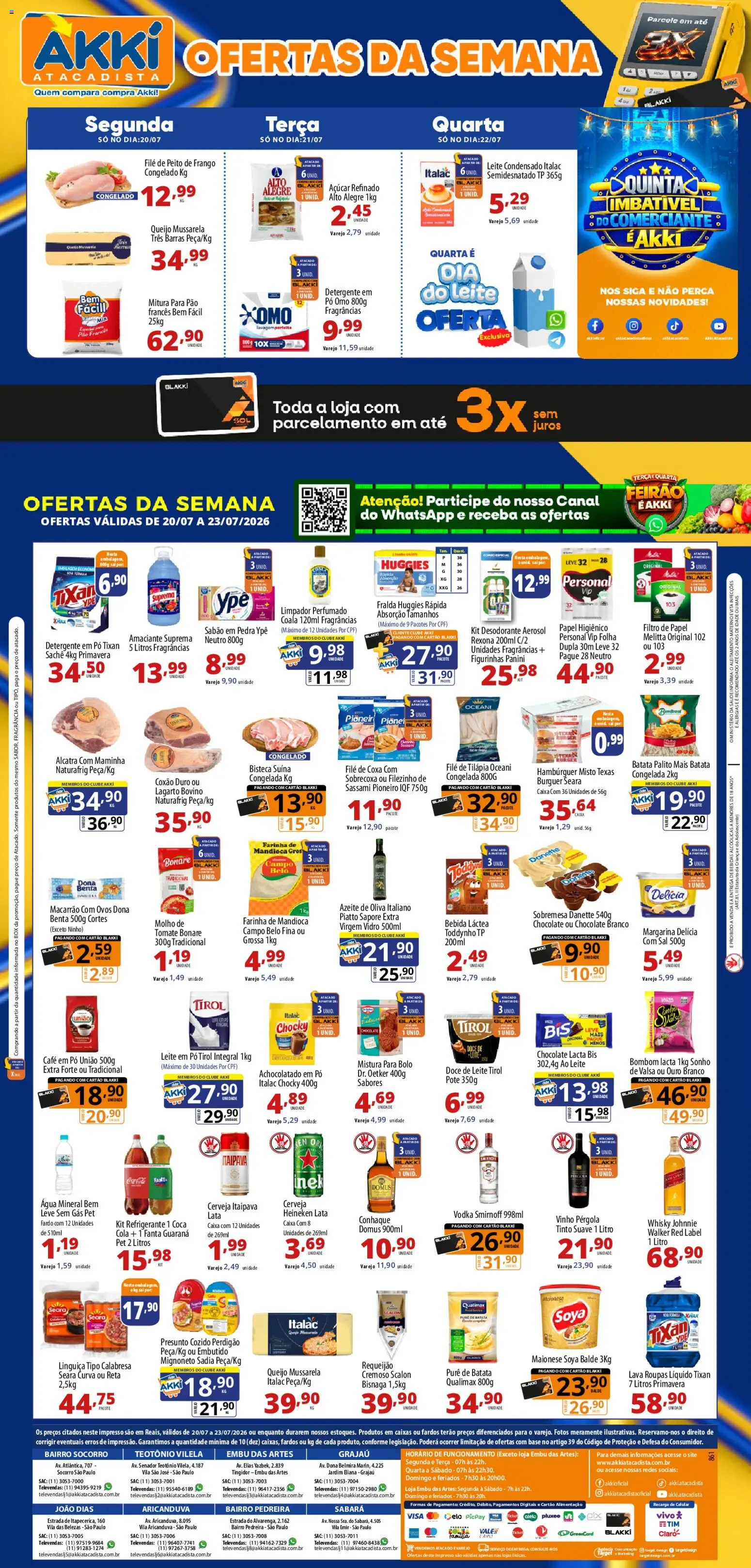 Akki Atacadista Folheto - válido de 20/07/2026 | Página: 1 | Produtos: Desodorante, Queijo, Café, Frango