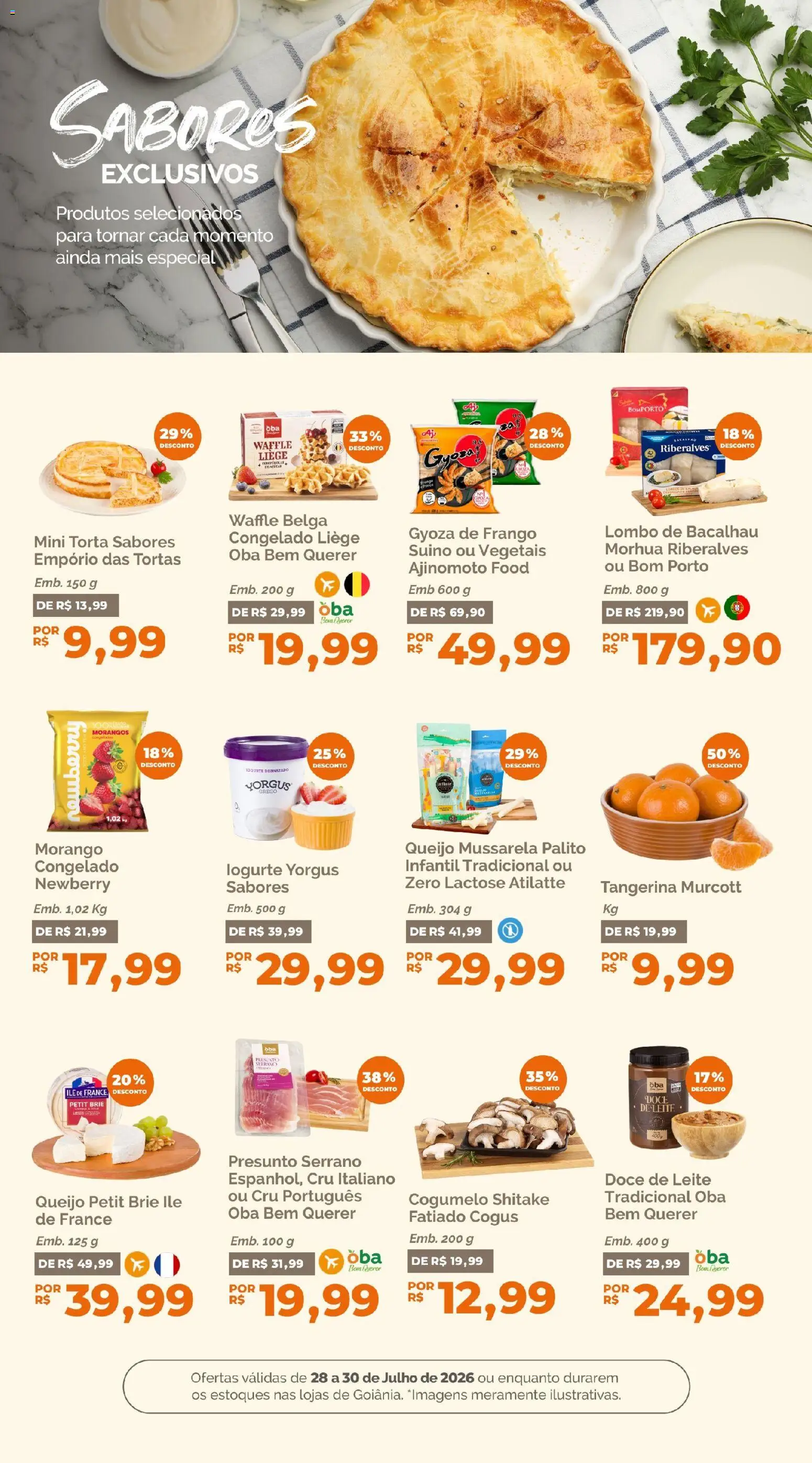 Oba Hortifruti Folheto - válido de 28/07/2026 | Página: 9 | Produtos: Morangos, Frango, Doce de leite, Mussarela