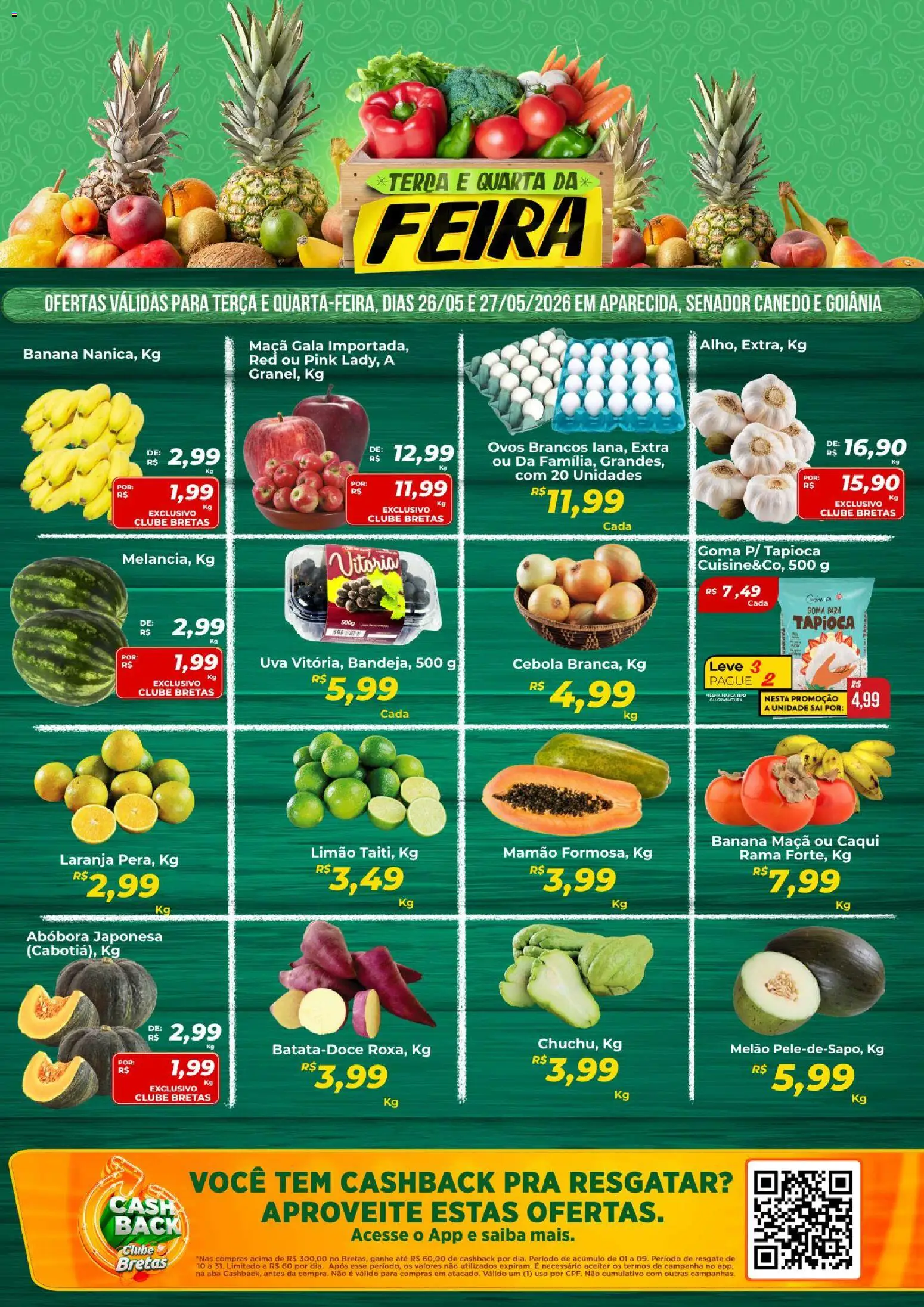 Bretas Folheto - válido de 26.05.2026 | Página: 1 | Produtos: Abóbora, Cebola, Ovos, Mamão