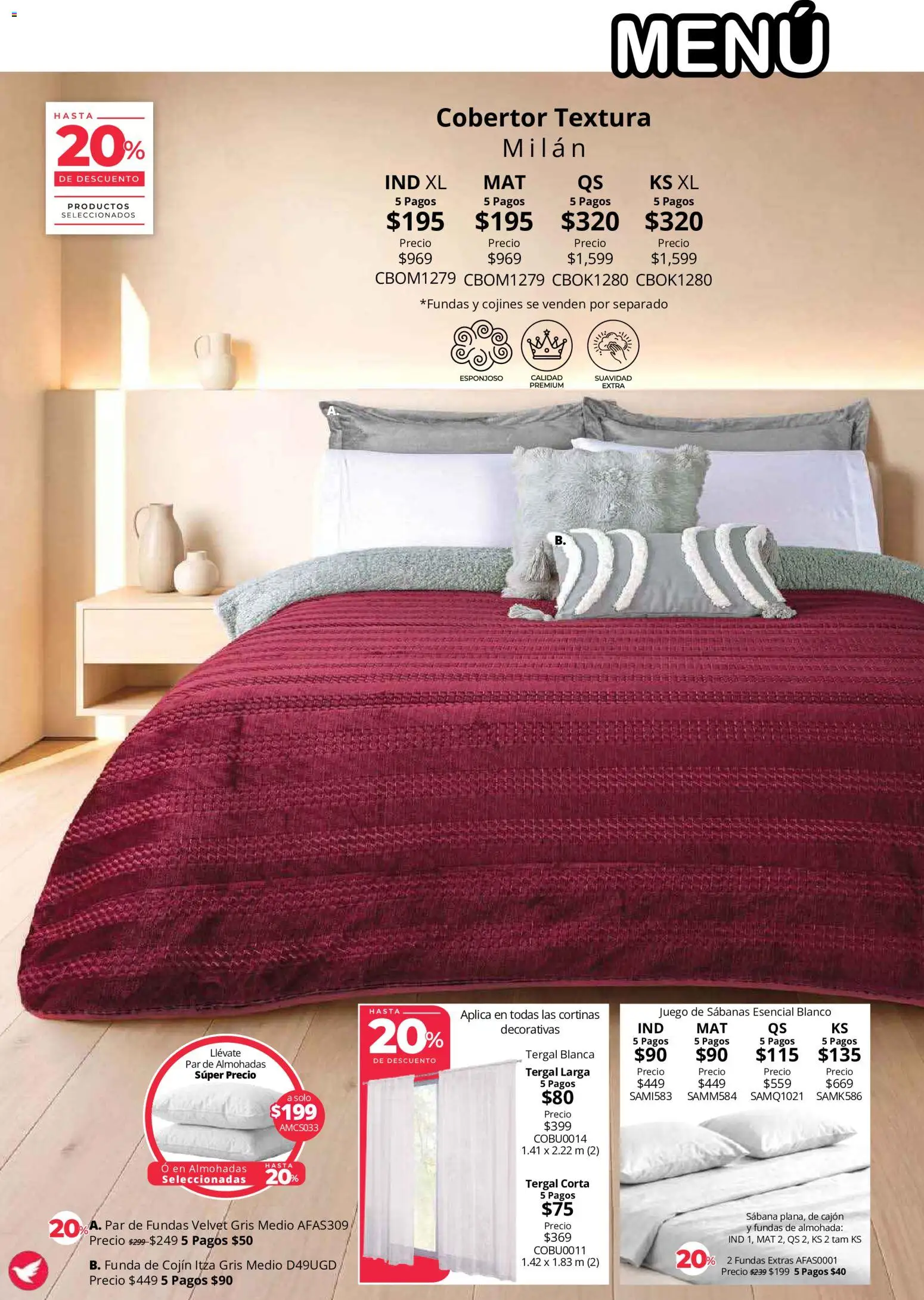 Nuevas ofertas de Colchas Concord válidas en toda la República Mexicana desde el 01/08/2026. ¡Encuentra las mejores ofertas en Colchas Concord catálogo Colección Cobertor! | Página: 62 | Productos: Cobertor, Almohada, Sabanas, Cortinas