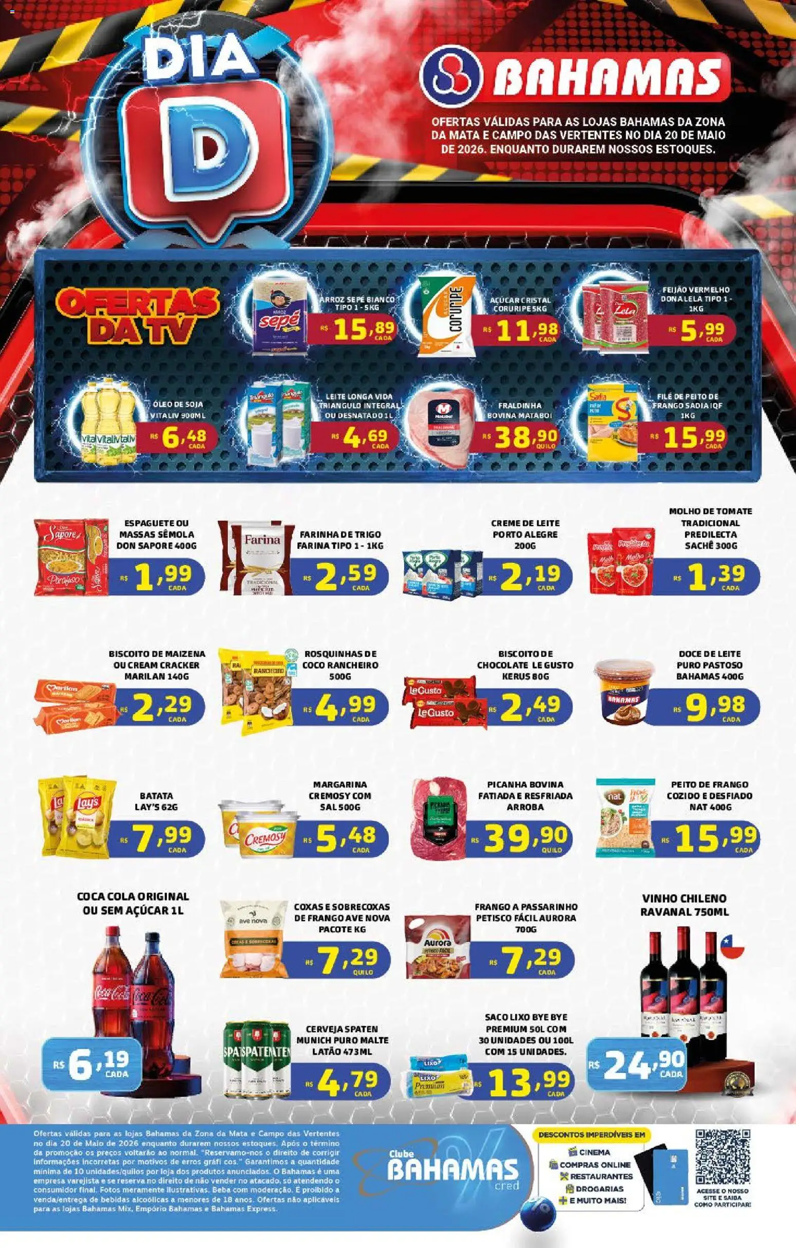 Bahamas Supermercados Folheto - válido de 20.05.2026 | Página: 1 | Produtos: Cola, Chocolate, Cerveja, Creme de leite