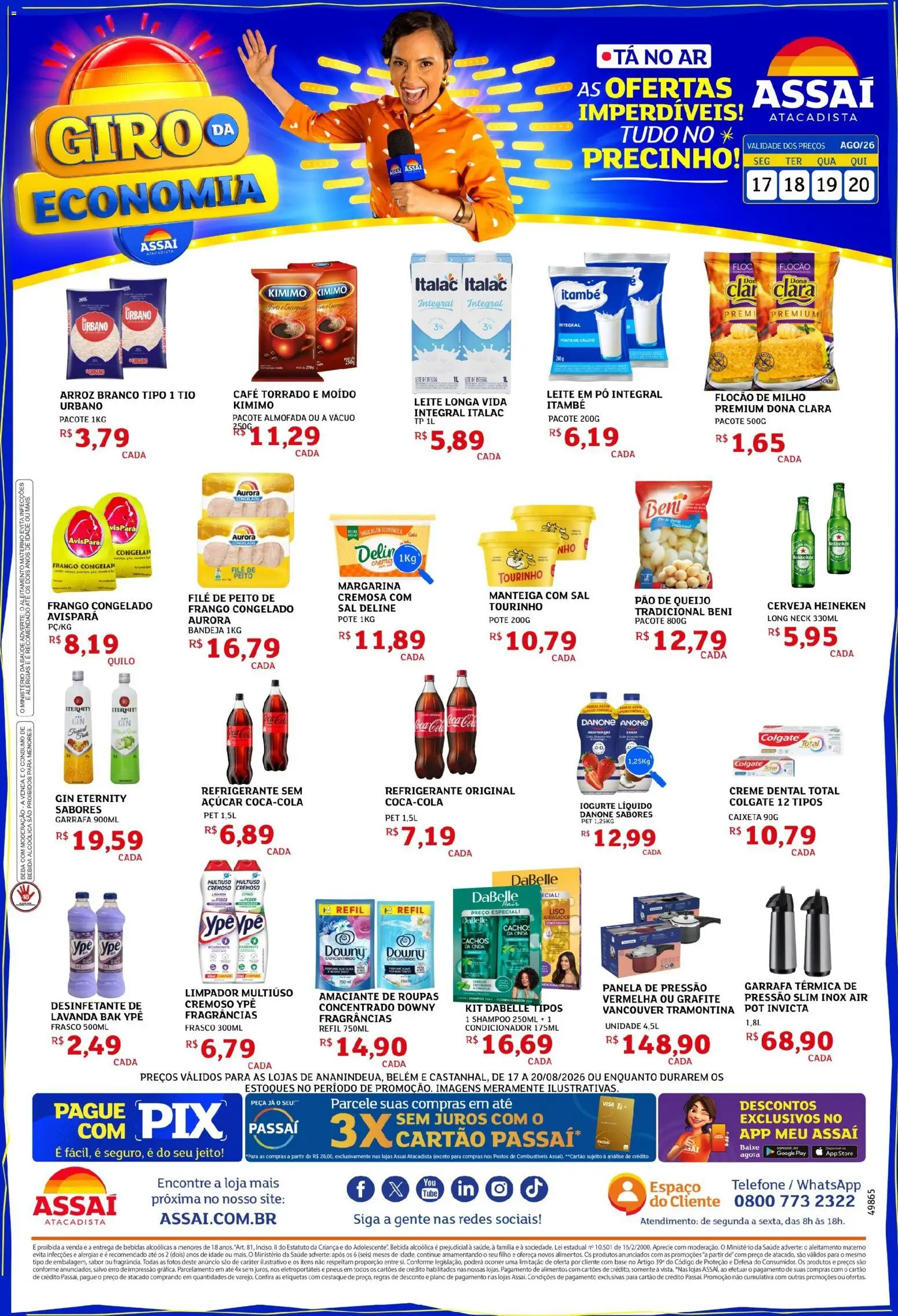 Assaí Atacadista Folheto - válido de 18/08/2026 | Página: 1 | Produtos: Leite, Roupas, Creme, Margarina