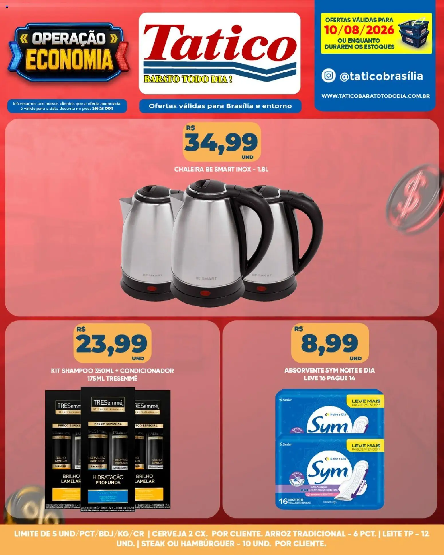 Tatico Folheto - válido de 10/08/2026 | Página: 12 | Produtos: Steak, Condicionador, Hambúrguer, Absorvente