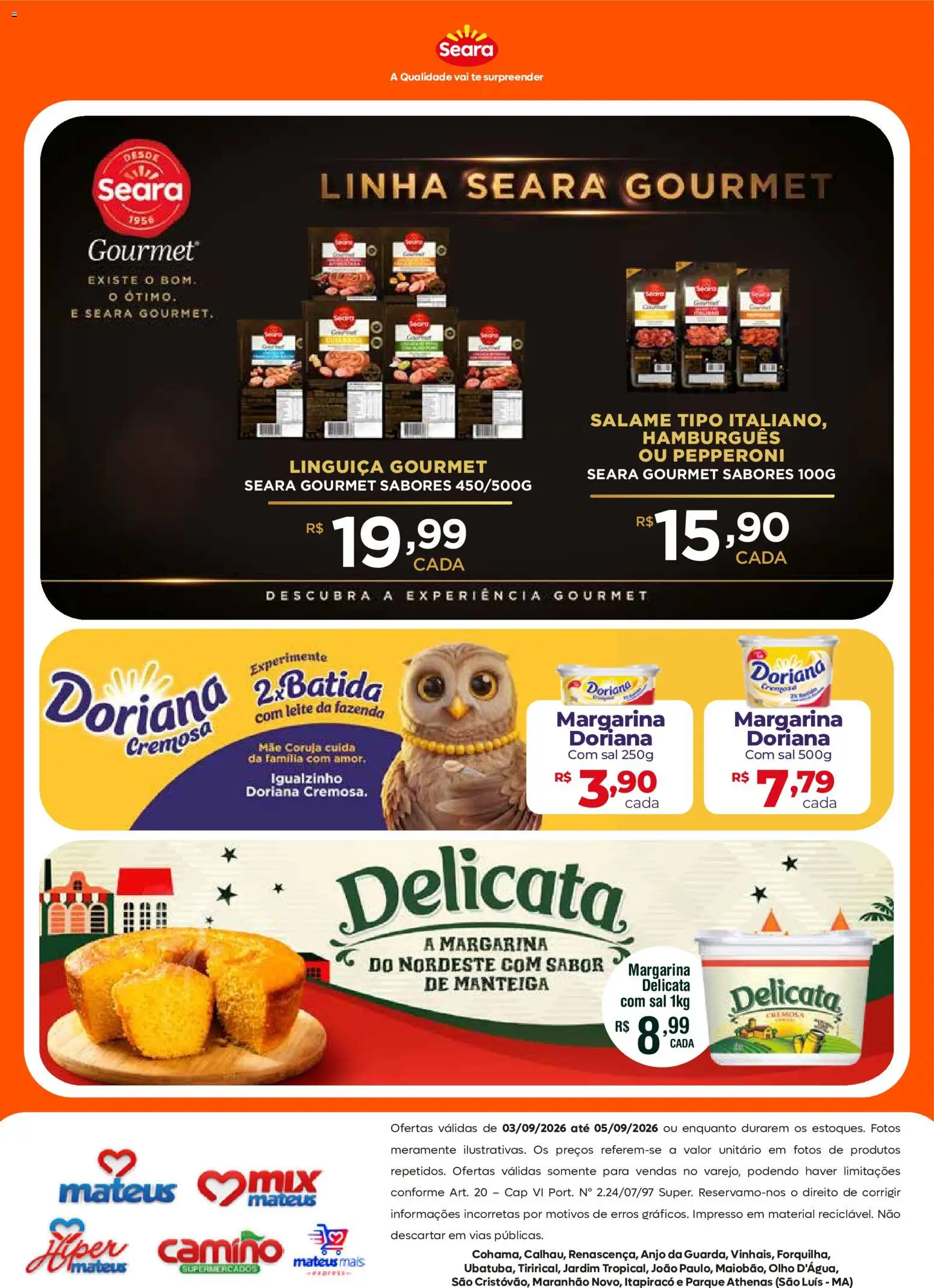 Mateus Folheto - válido de 03/09/2026 | Página: 2 | Produtos: Linguiça, Salame, Sal, Margarina
