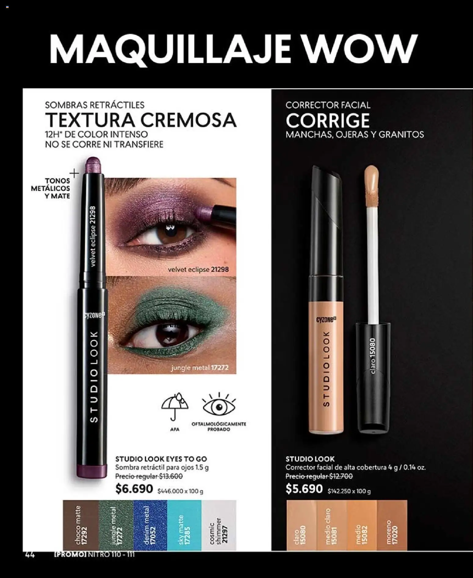 Catálogo CyZone Campaña 14 │ válido desde el 16.08.2026 | Página: 44 | Productos: Maquillaje, Mate, Sombra, Corrector