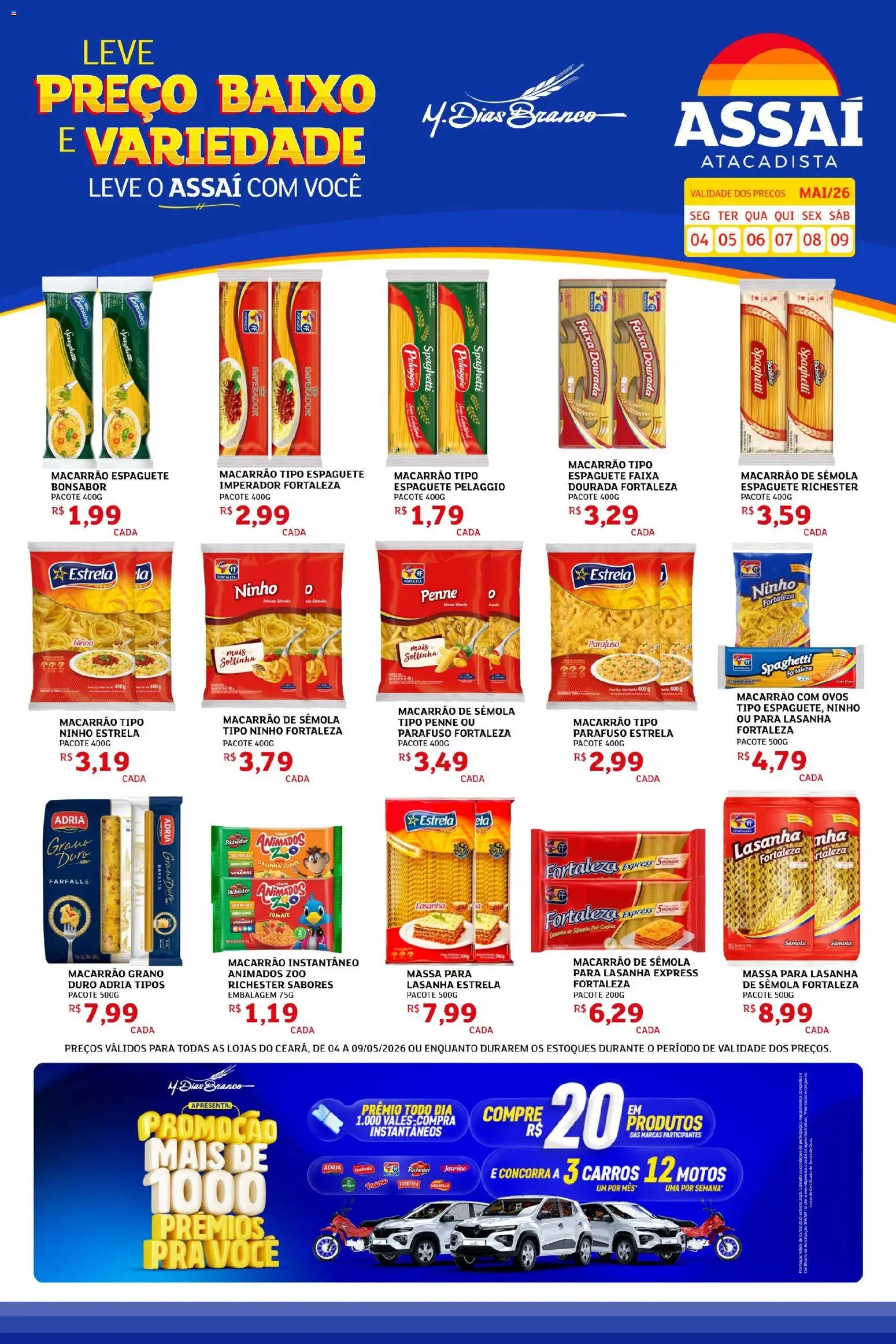 Assaí Atacadista Folheto - válido de 04.05.2026 | Página: 1 | Produtos: Ovos, Macarrão, Baixo, Macarrão instantâneo