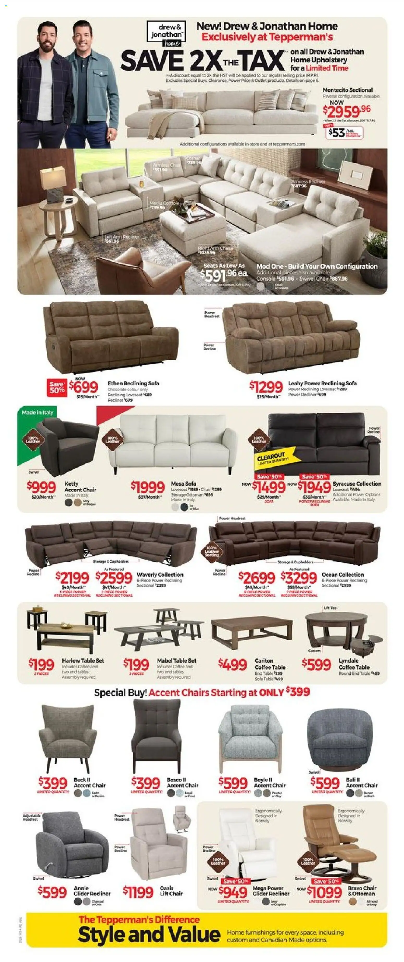 Tepperman's flyer valid from Jul 24, 2026 | Page: 2 | Products: Sofa, Coffee table, Chair, Coffee
