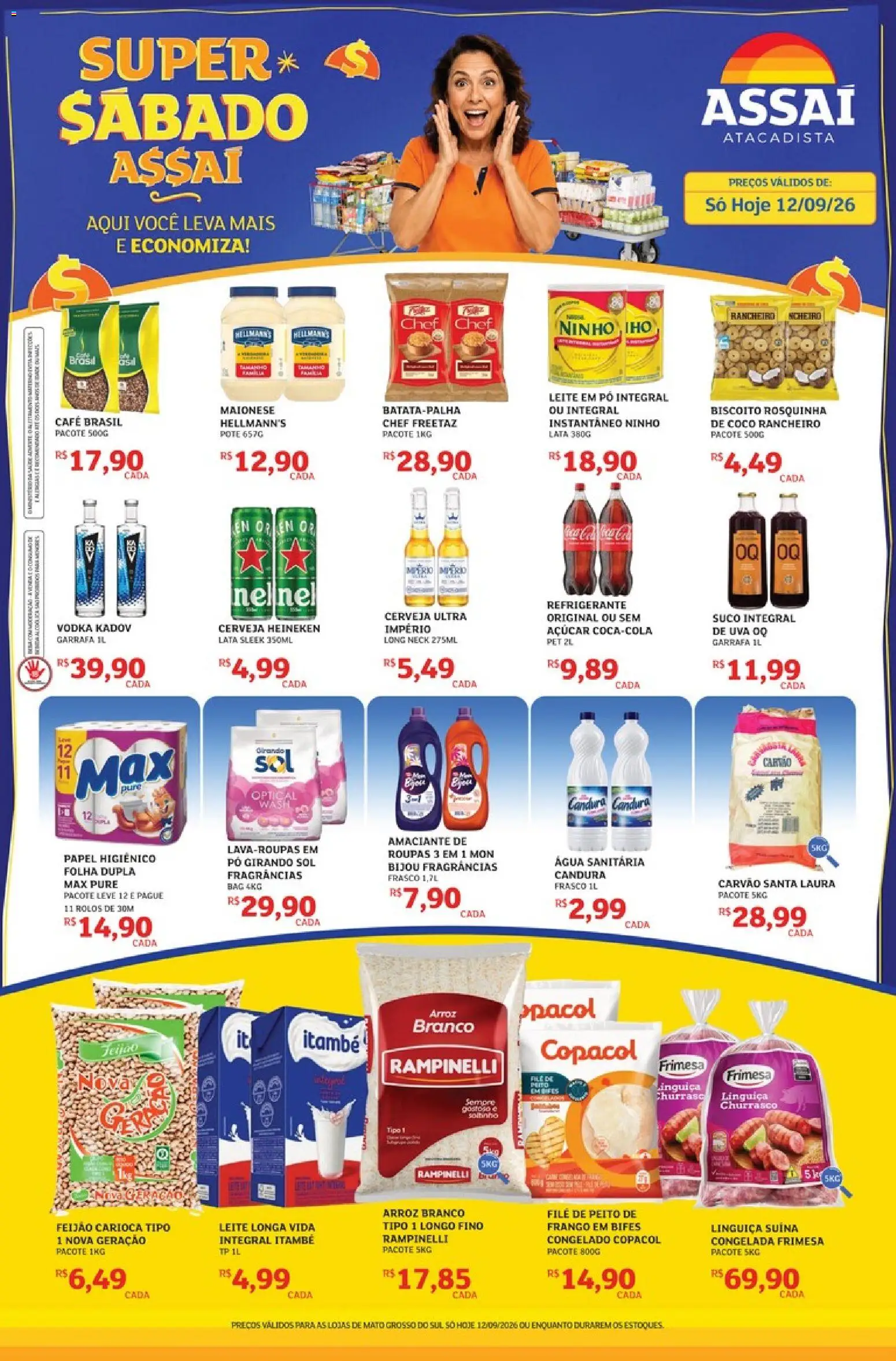 Assaí Atacadista Folheto - válido de 12/09/2026 | Página: 1 | Produtos: Água, Heineken, Açúcar, Leite em pó