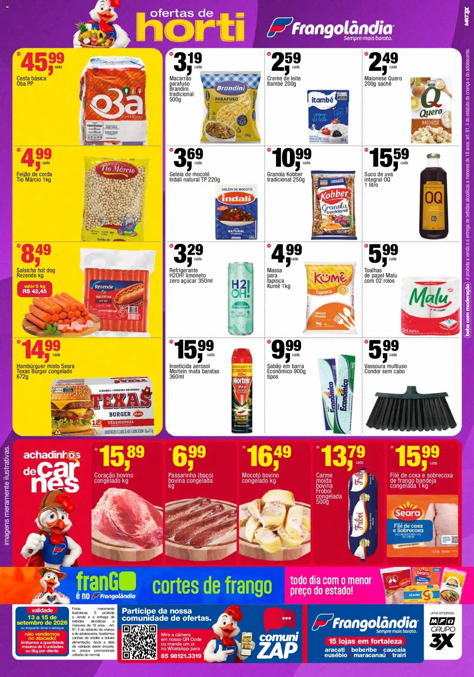 Frangolândia Folheto - válido de 13/09/2026 | Página: 2 | Produtos: Uva, Salsicha, Hambúrguer, Cabo