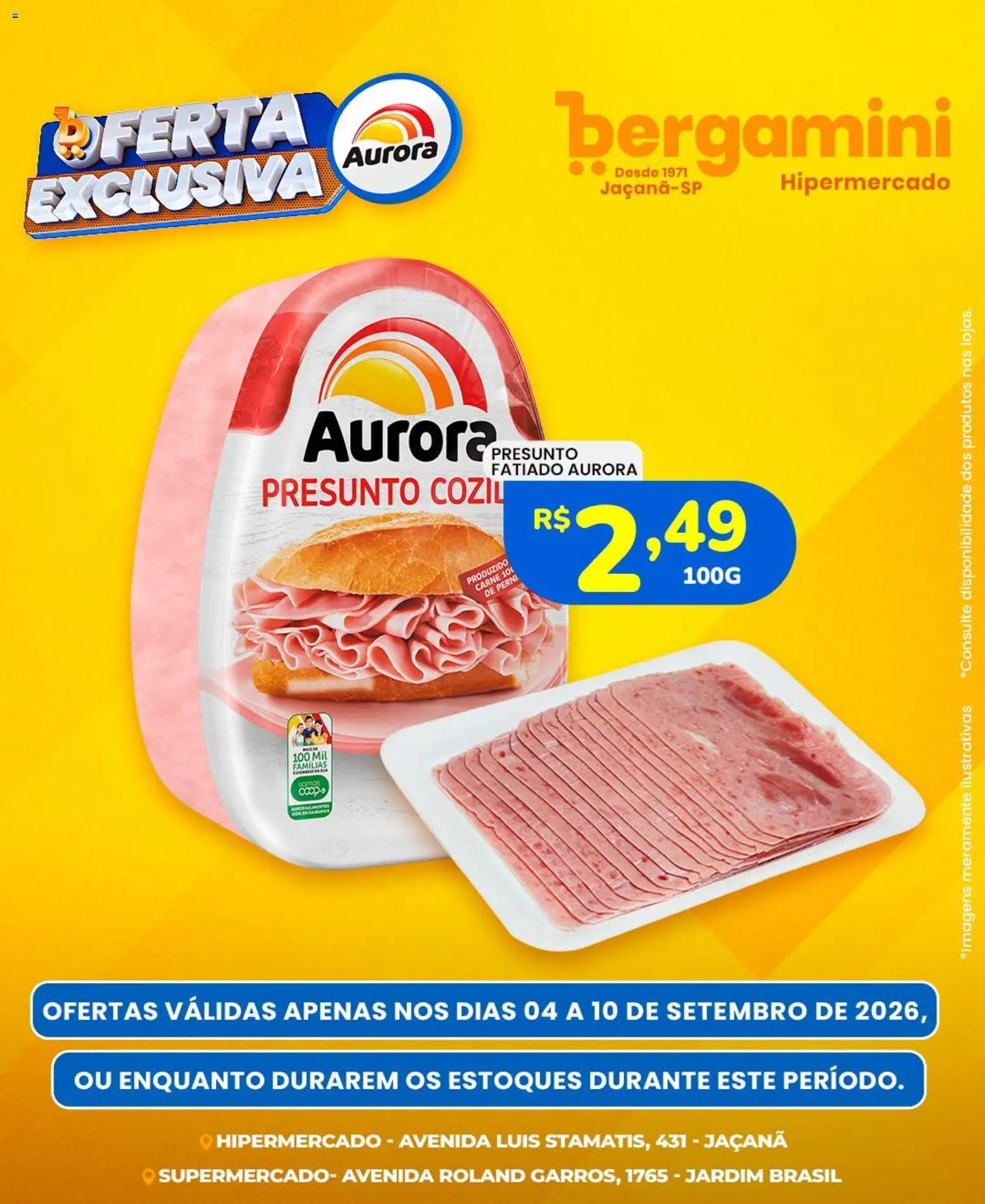 Supermercado Bergamini Folheto - válido de 04/09/2026 | Página: 4 | Produtos: Presunto, Carne